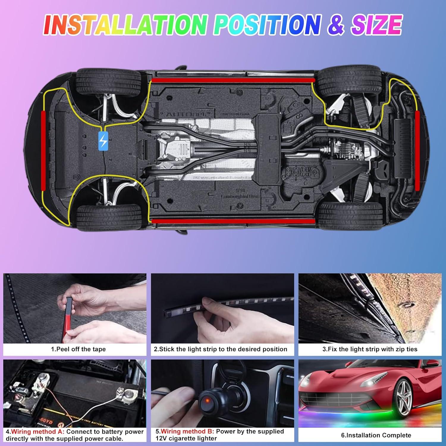 Luces LED Underglow Kairiyard RGB 4Pcs con Control APP