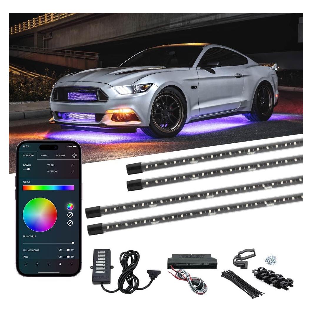 Kit de Iluminación LEDGlow Bajo Carro 4 Piezas Bluetooth Multicolor