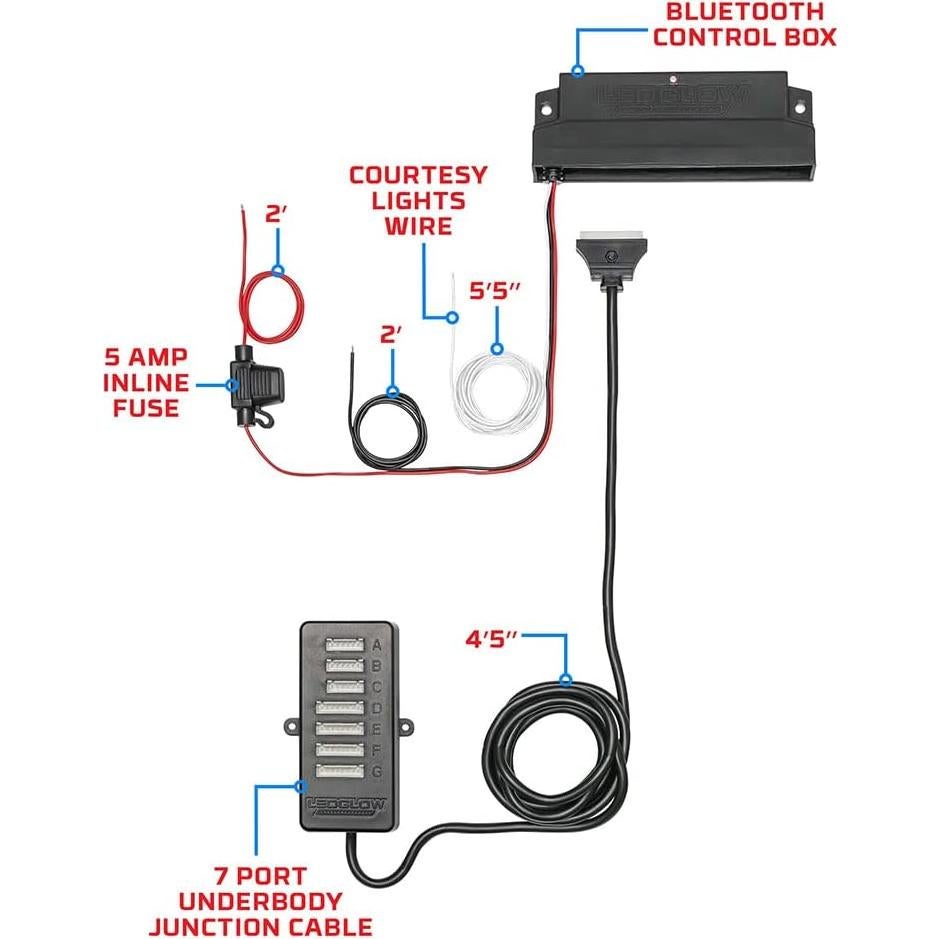 Kit de Iluminación LEDGlow Bajo Carro 4 Piezas Bluetooth Multicolor