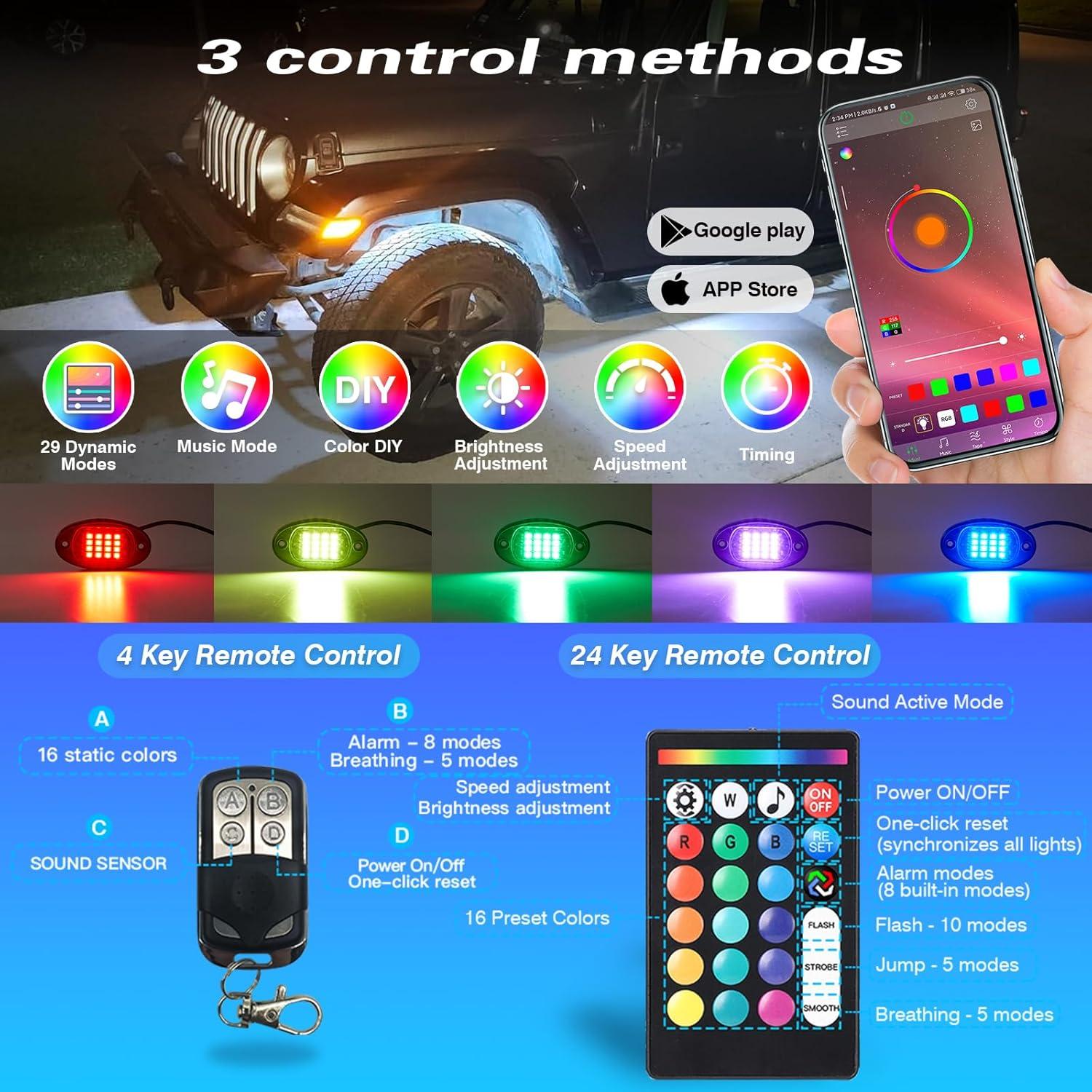 Luces LED RGB Underglow LD DARKEAGLE 16 Pods 12V Impermeables