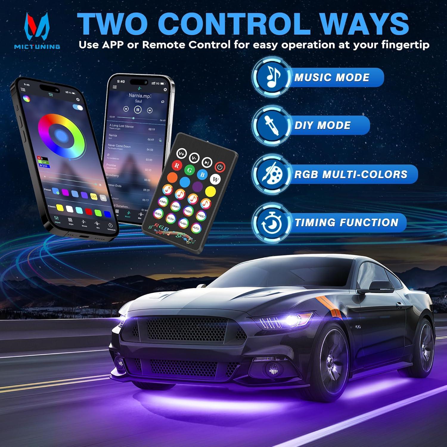 Luces de Subsuelo MICTUNING 12V Multicolor Impermeables con Control APP