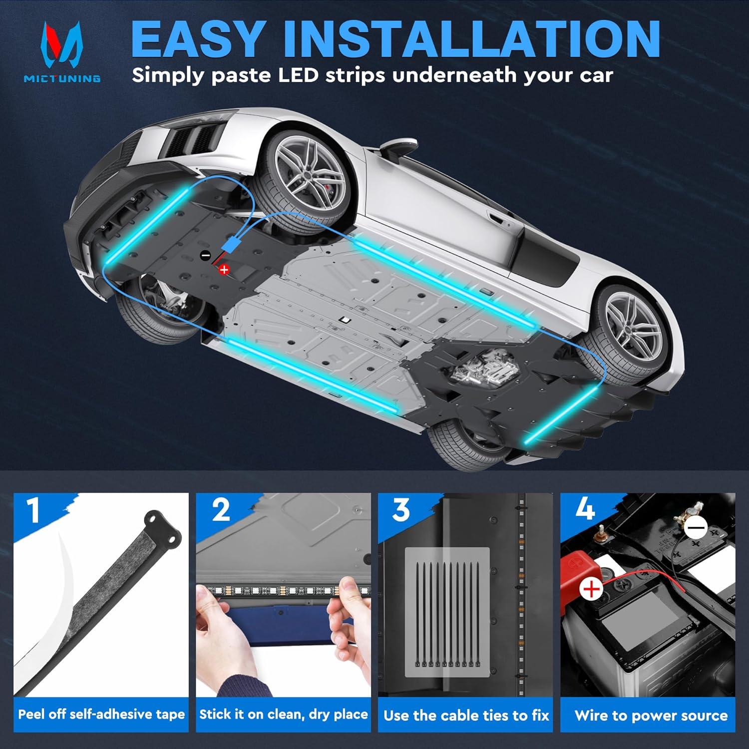 Luces de Subsuelo MICTUNING 12V Multicolor Impermeables con Control APP
