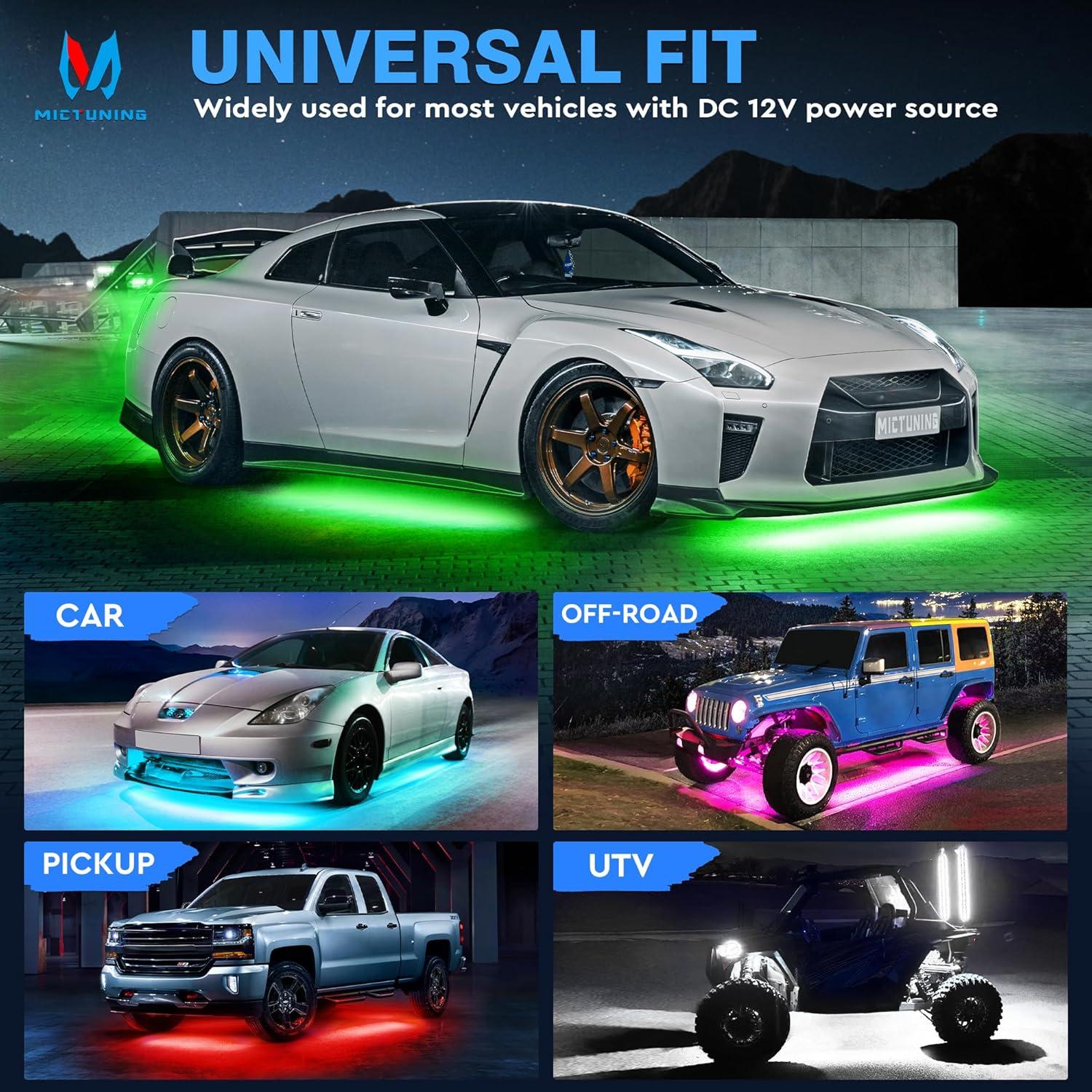 Luces de Subsuelo MICTUNING 12V Multicolor Impermeables con Control APP
