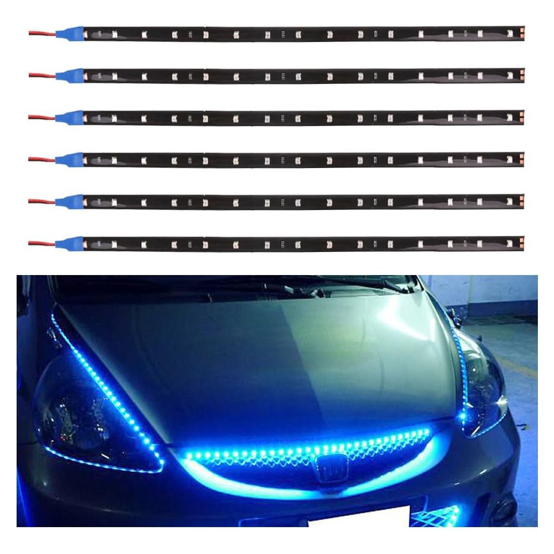 Luz LED de tira para auto LAINLOY 30 cm Azul impermeable 6PCS