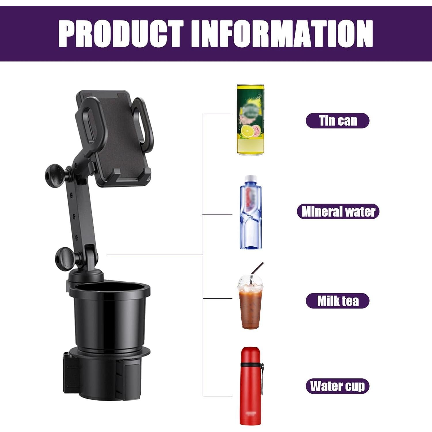 Soporte para Teléfono en Portavasos de Coche Ajxn AJBJ606BL-1PS Ajustable
