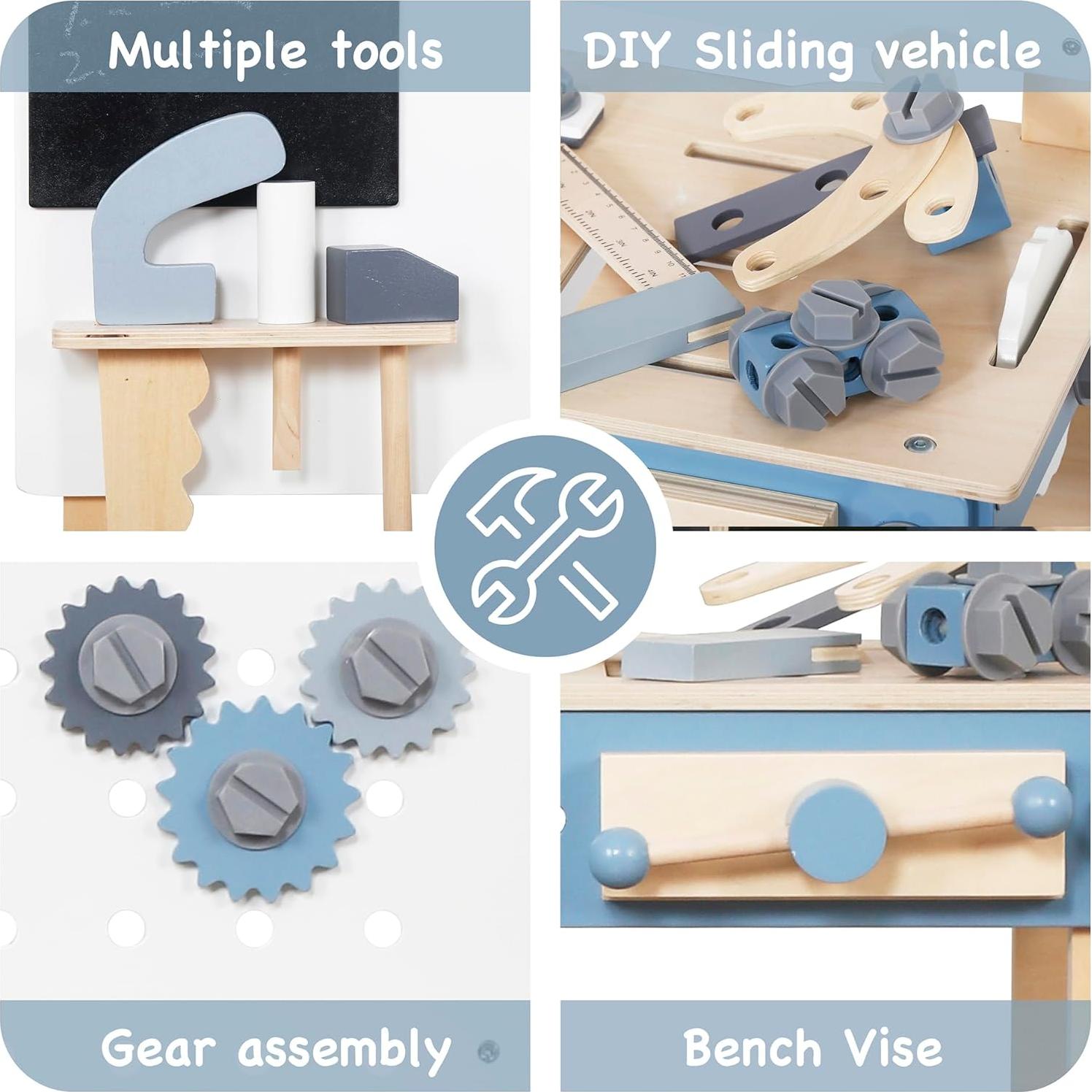 Banco de herramientas de madera Touch Us 51 piezas para niños