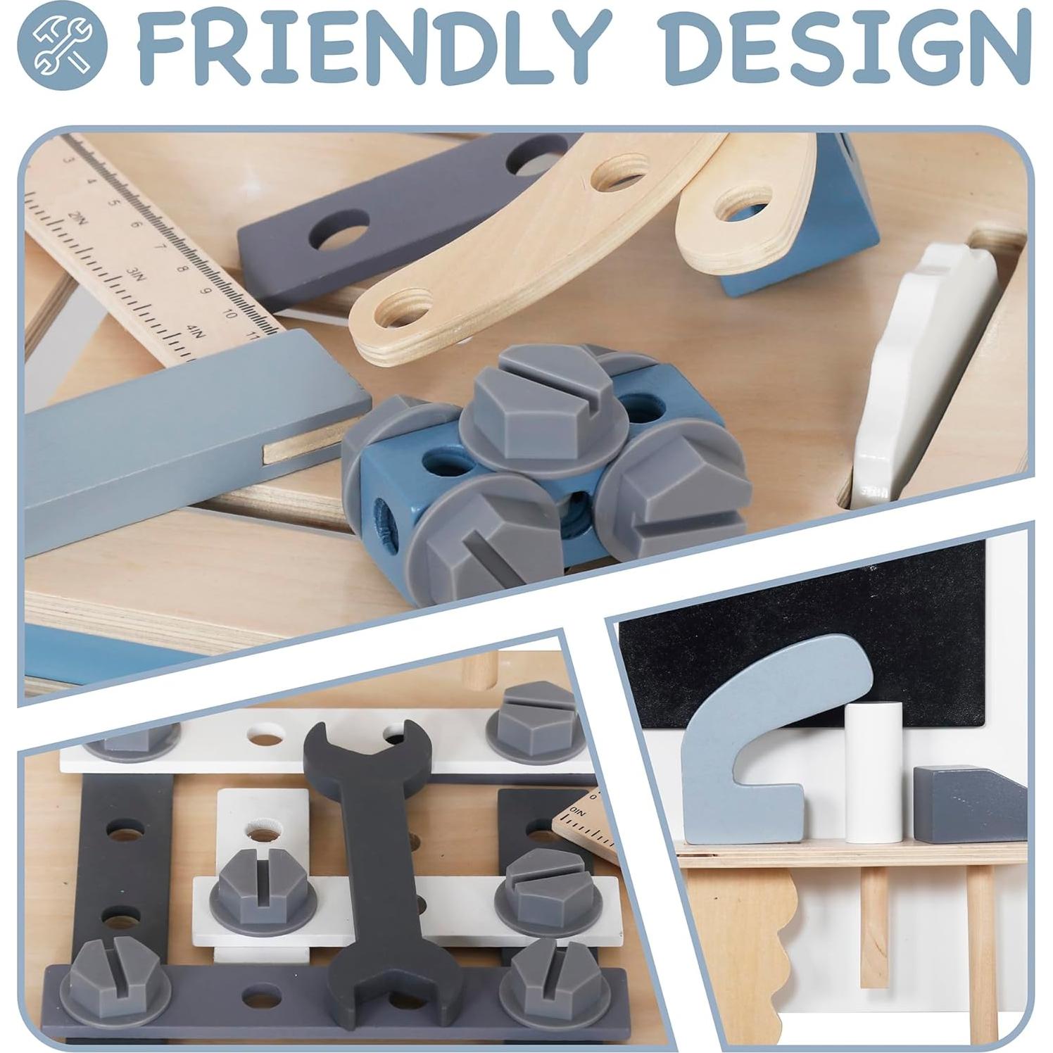 Banco de herramientas de madera Touch Us 51 piezas para niños