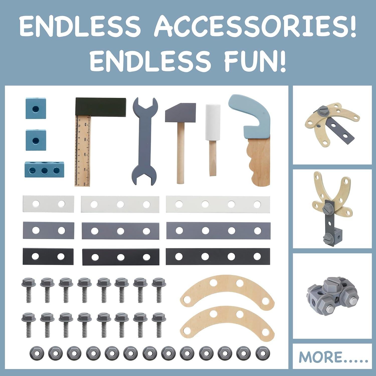 Banco de herramientas de madera Touch Us 51 piezas para niños