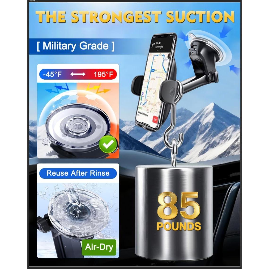 Soporte para Teléfono de Grado Militar Genérico 2025 - Ventosa para Auto