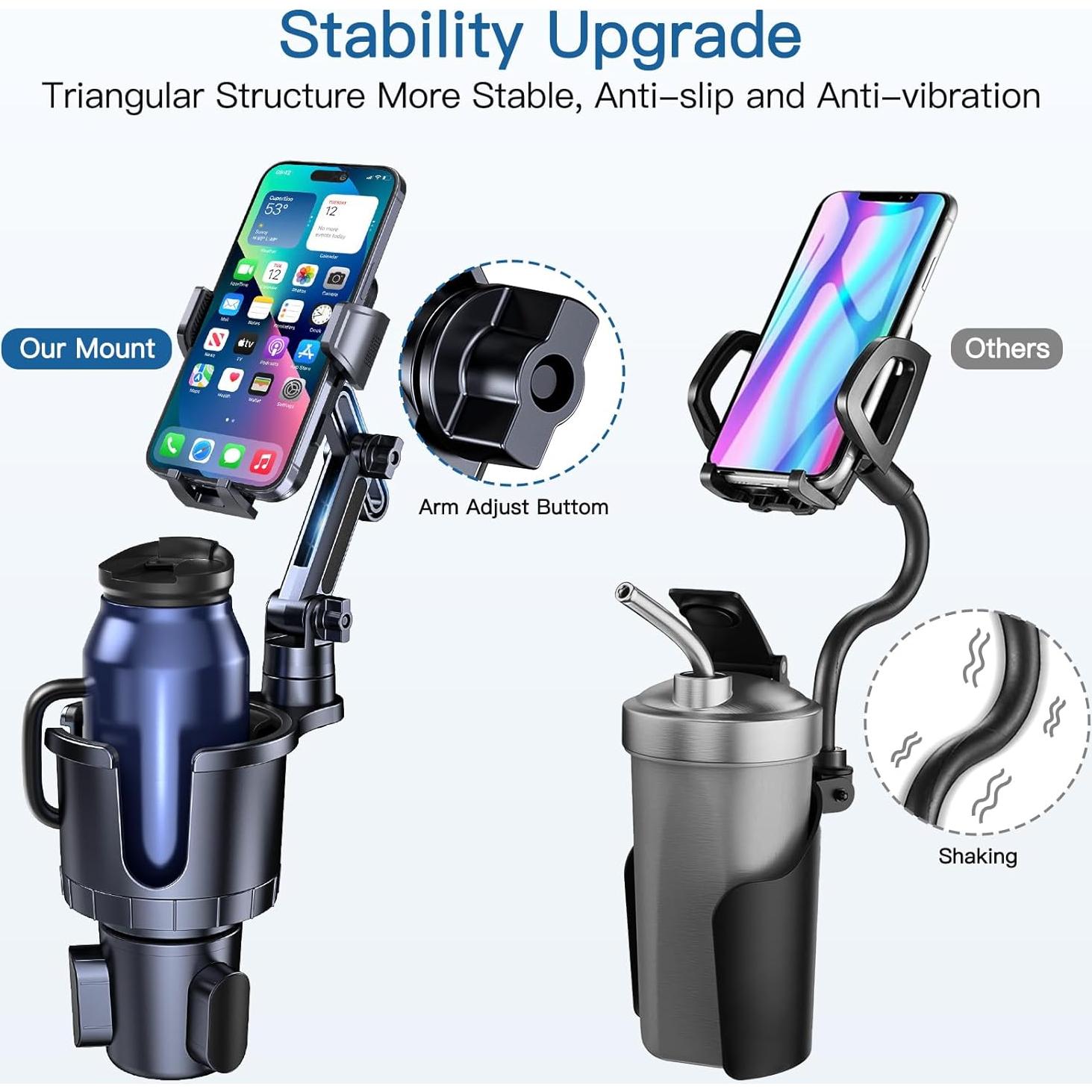 Soporte para Teléfono en Portavasos UniWit 2 en 1 Ajustable