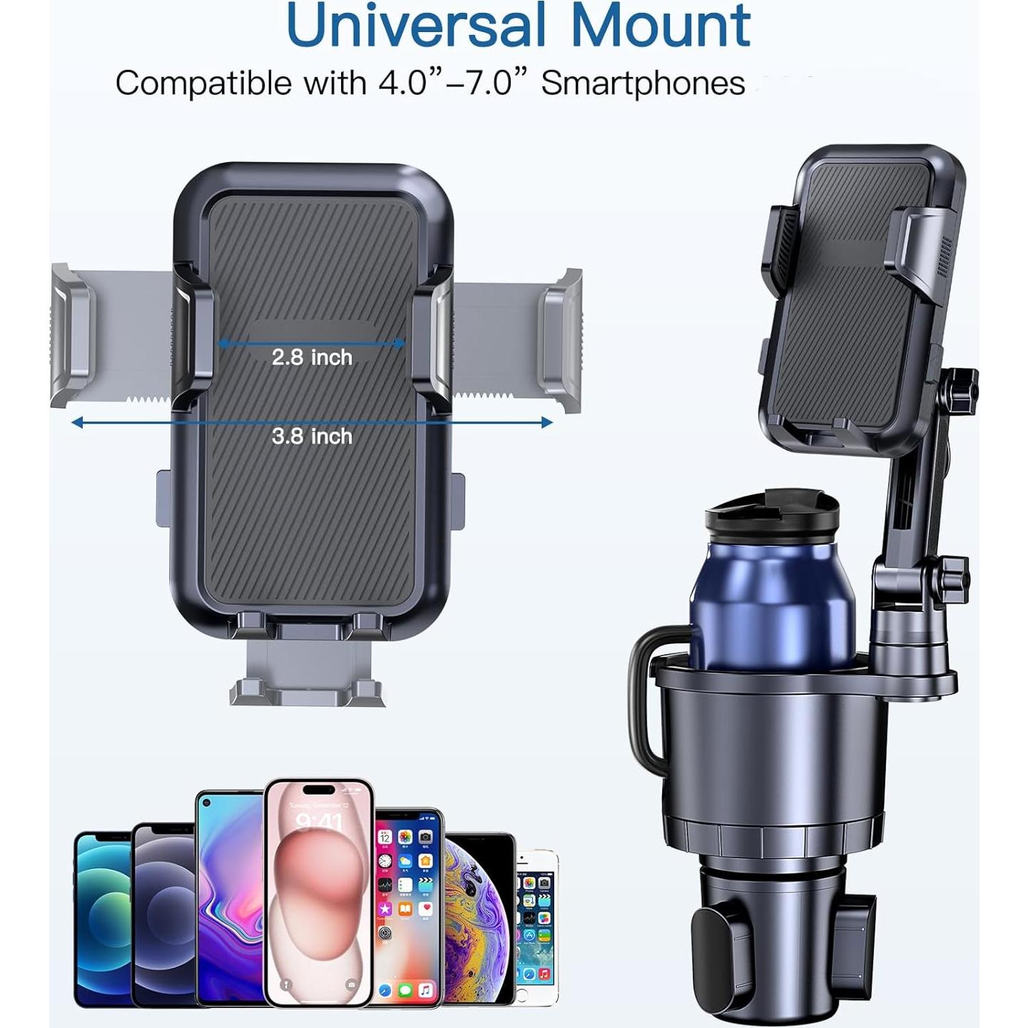 Soporte para Teléfono en Portavasos UniWit 2 en 1 Ajustable