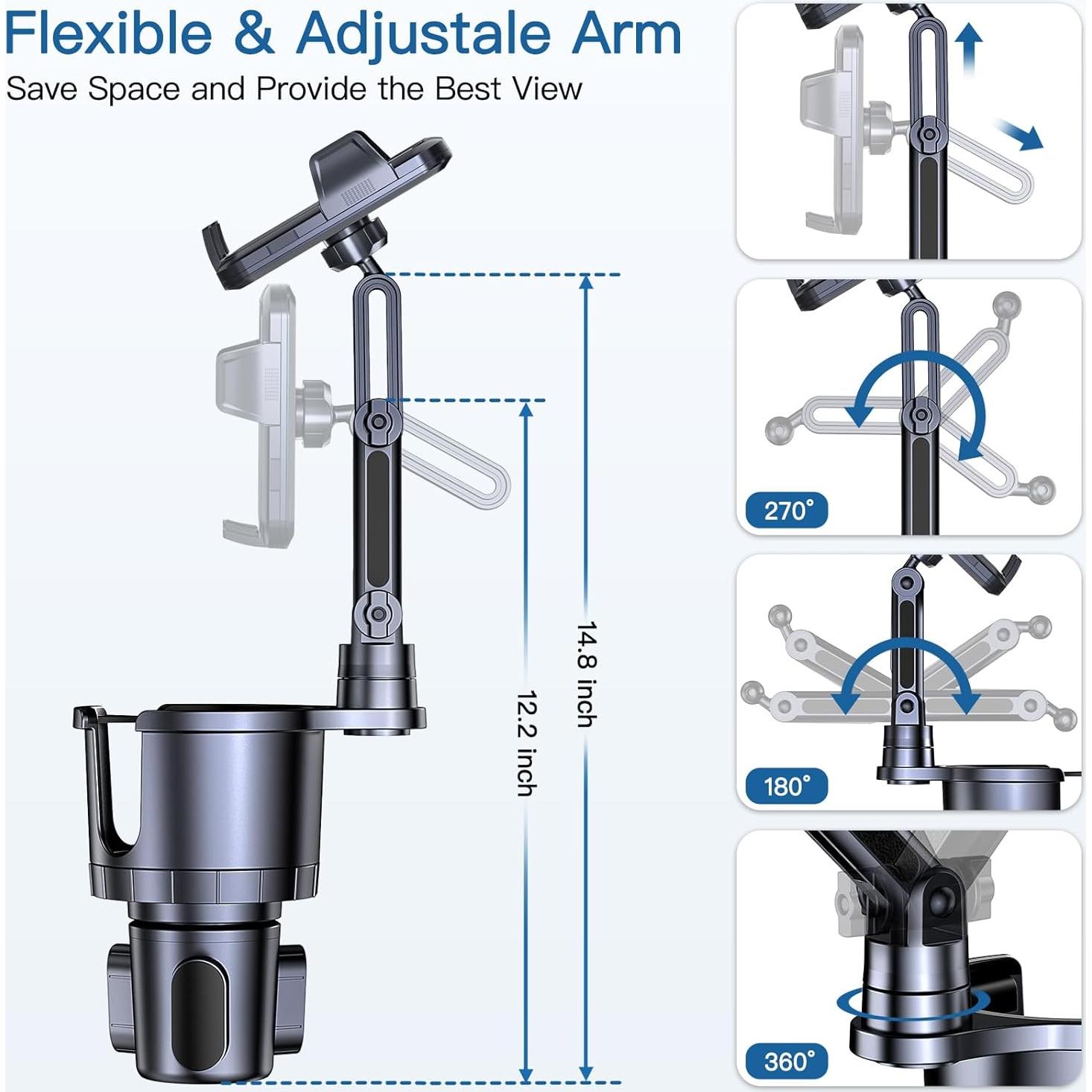 Soporte para Teléfono en Portavasos UniWit 2 en 1 Ajustable