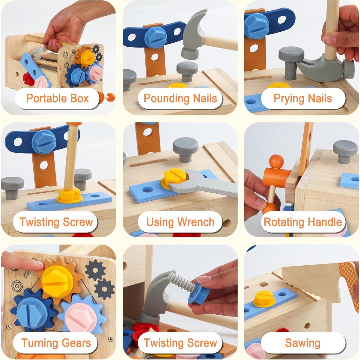 Juego de Herramientas de Madera Totatatree 36PCS para Niños 3+ Años