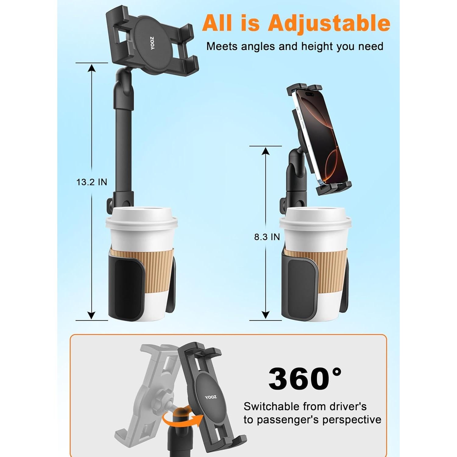 Soporte para Tableta en Portavasos YOOZ Ajustable 4-13"