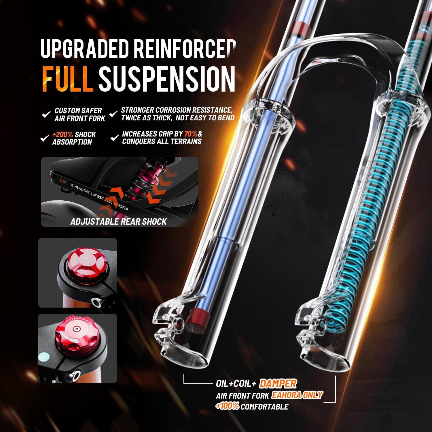 eAhora 2025 Romeo Pro 2/Pro 3 46-50Mph Electric Bike for Adults, 4000W/5600W Dual Motor Ebike, 52V 70Ah/60V 80Ah 200+Miles Long Range E Bike, 26 * 4.0" Fat Tire, Full Suspension, All Terrain, UL2849