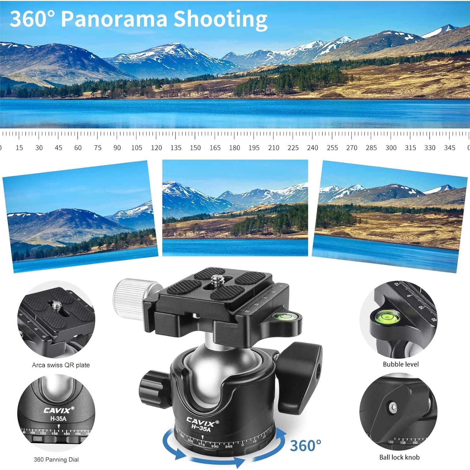 Trípode de Cámara CAVIX AT2542H con Cabezal de Bola 35mm