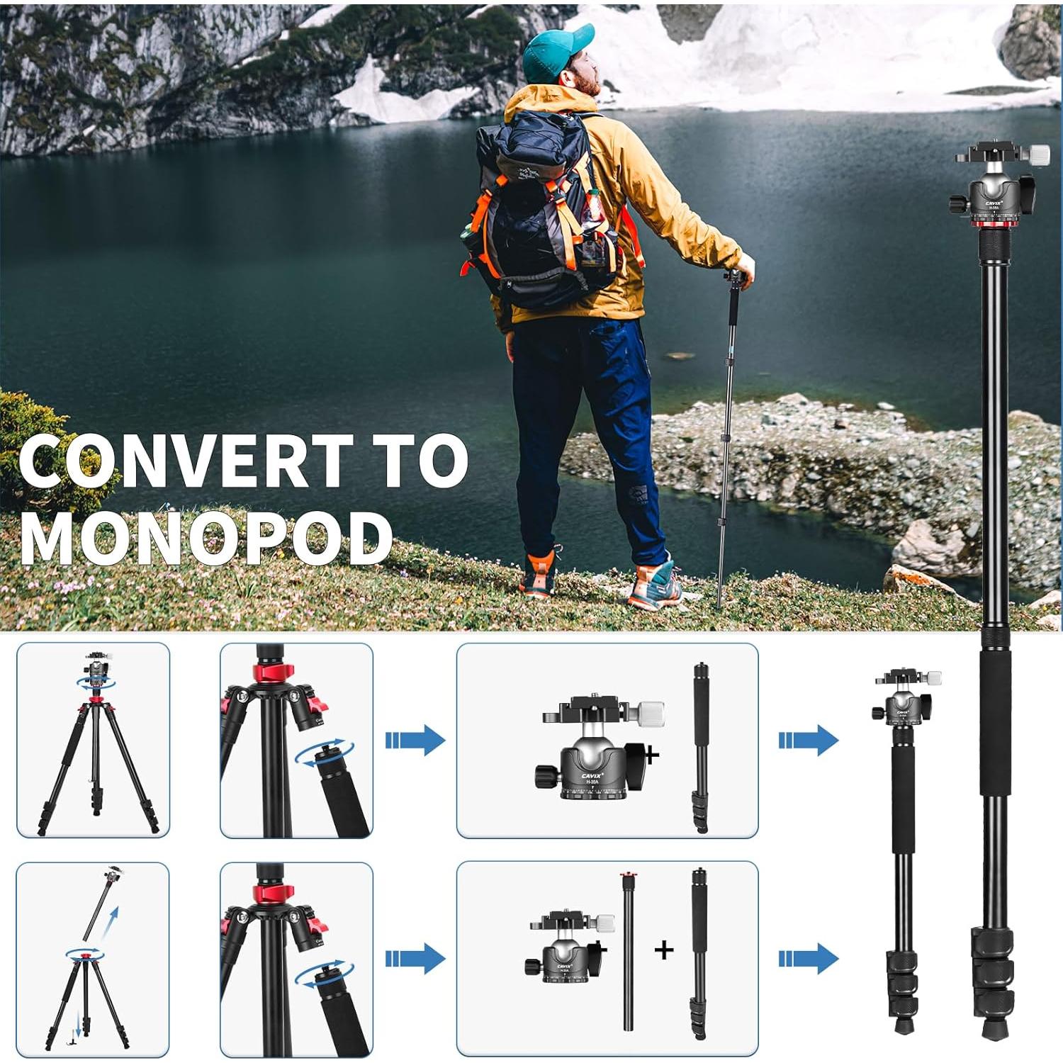 Trípode de Cámara CAVIX AT2542H con Cabezal de Bola 35mm