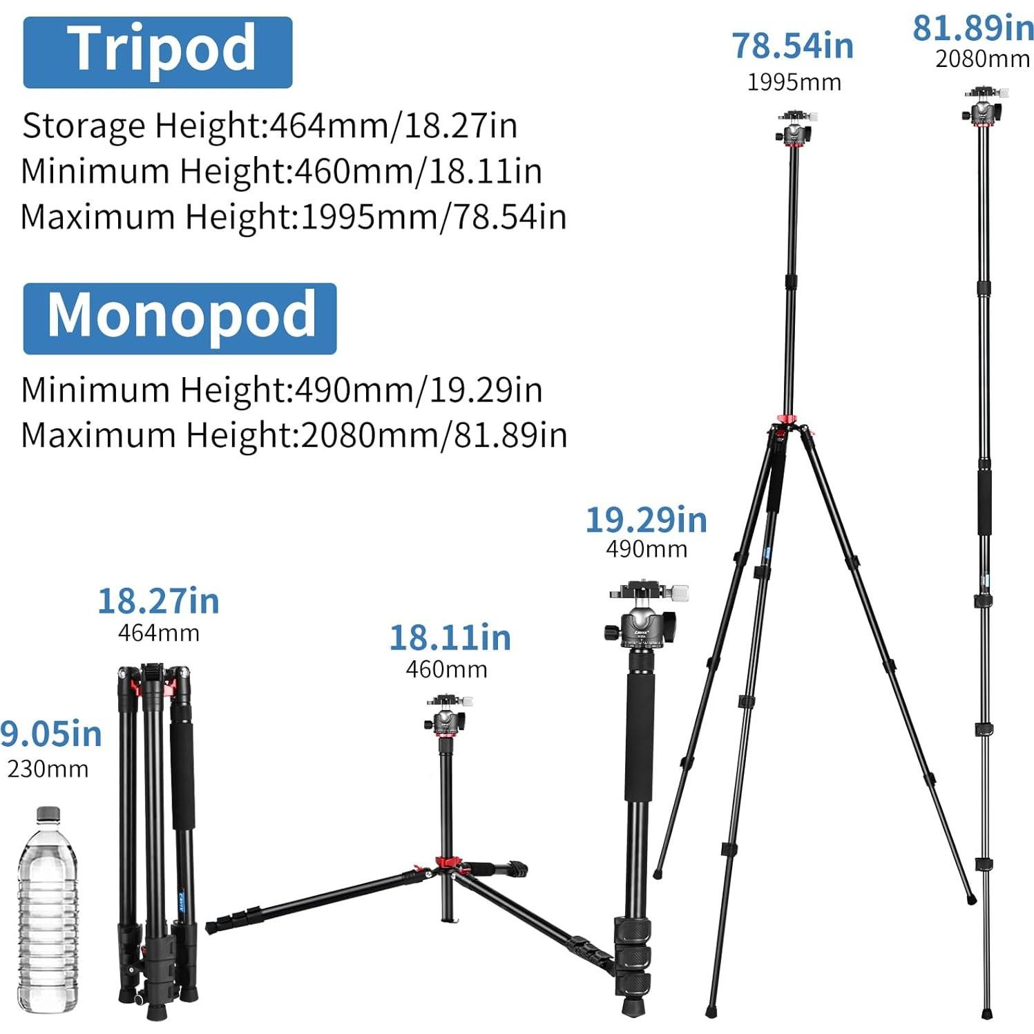Trípode de Cámara CAVIX AT2542H con Cabezal de Bola 35mm