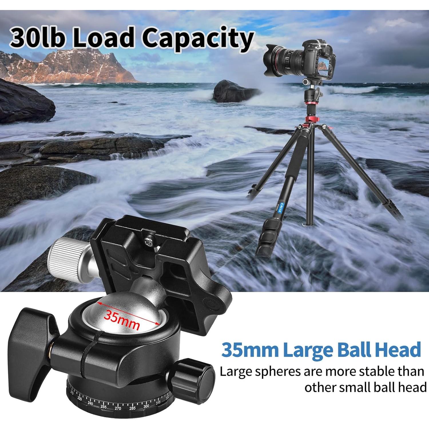 Trípode de Cámara CAVIX AT2542H con Cabezal de Bola 35mm