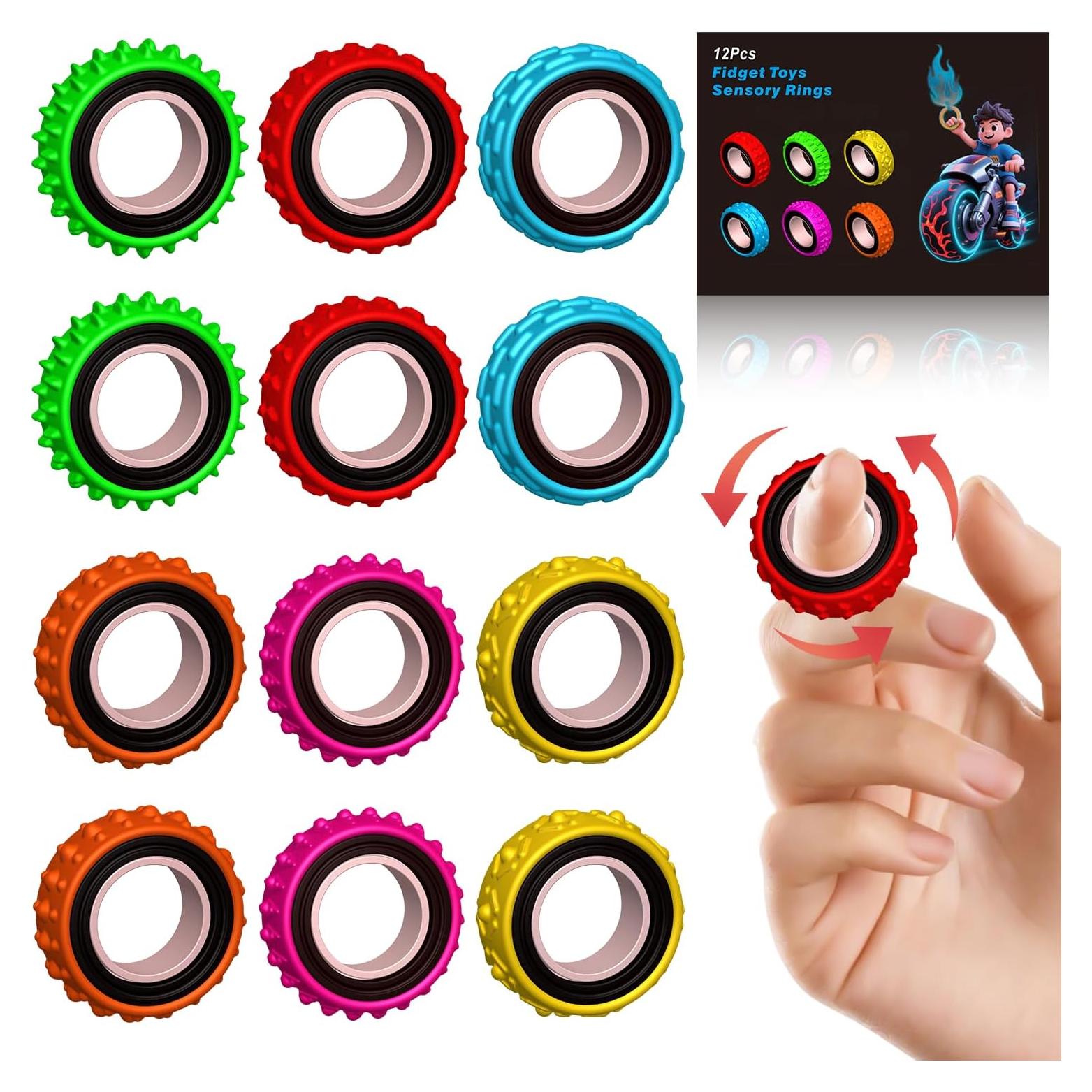 Anillos Sensoriales Antiestrés RBQXNW 12 Piezas para Niños