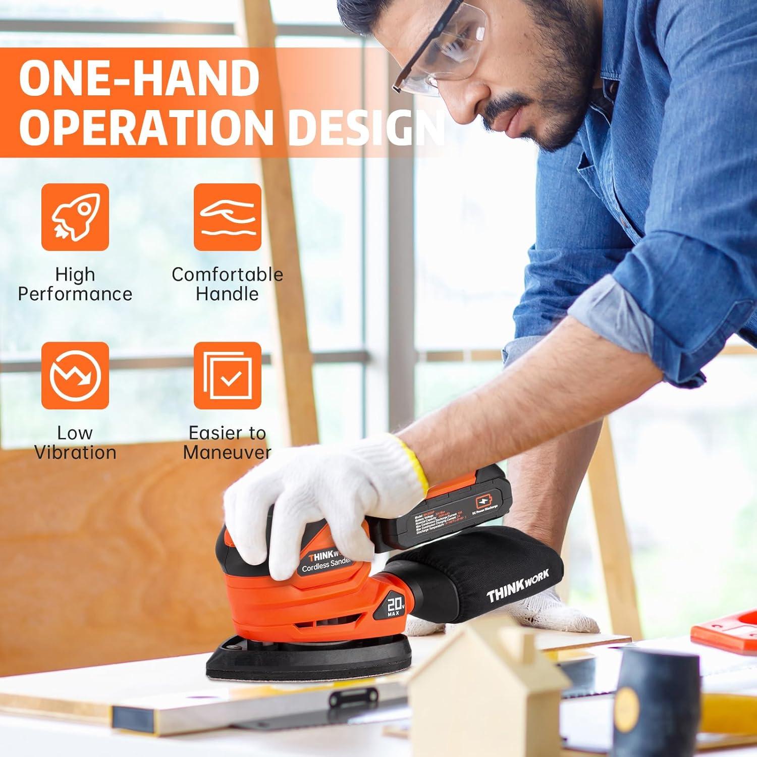 Lijadora de Detalle Inalámbrica THINKWORK 20V 12000 OPM