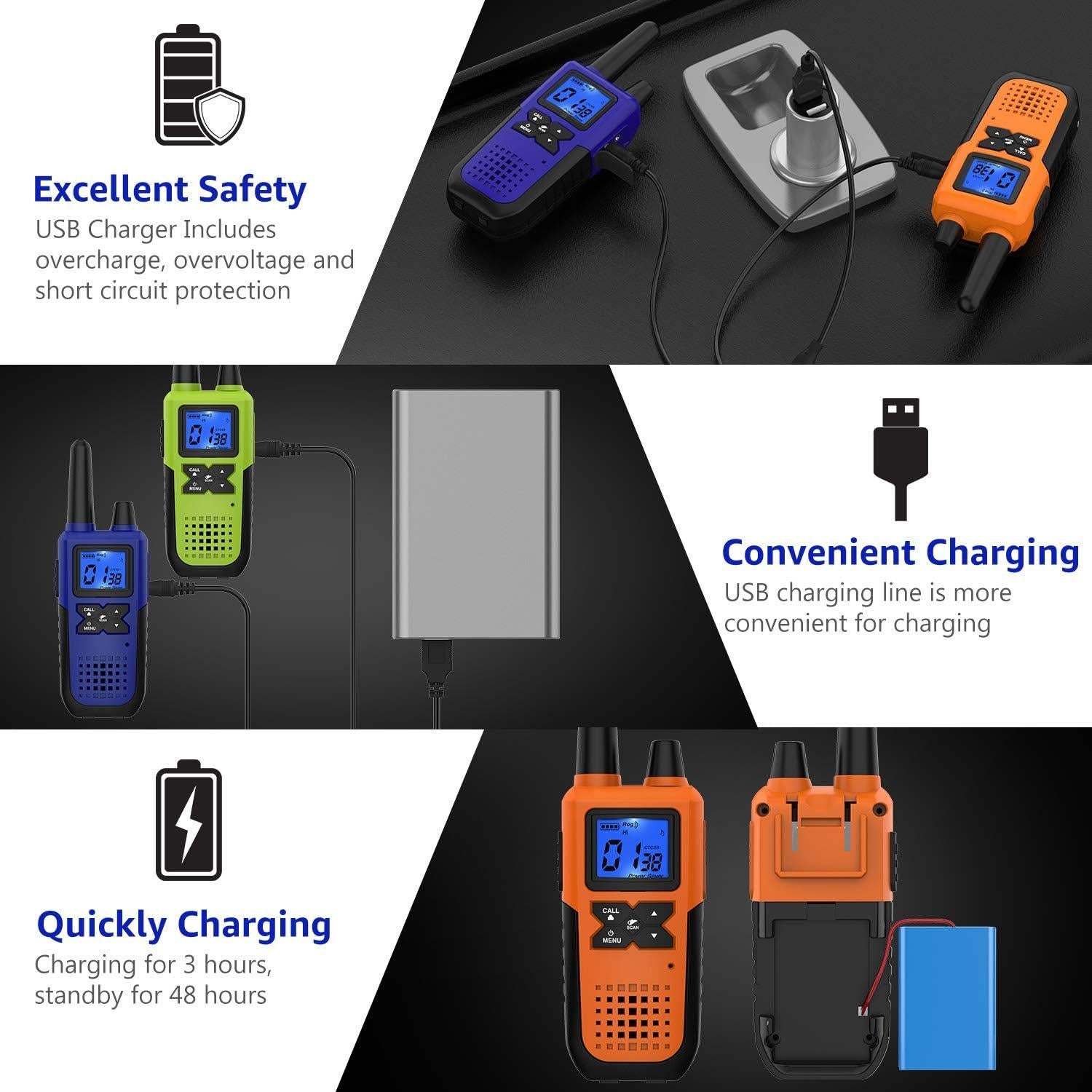 Walkie Talkies Topsung 2 Vías Recargables con Auriculares - Paquete de 3