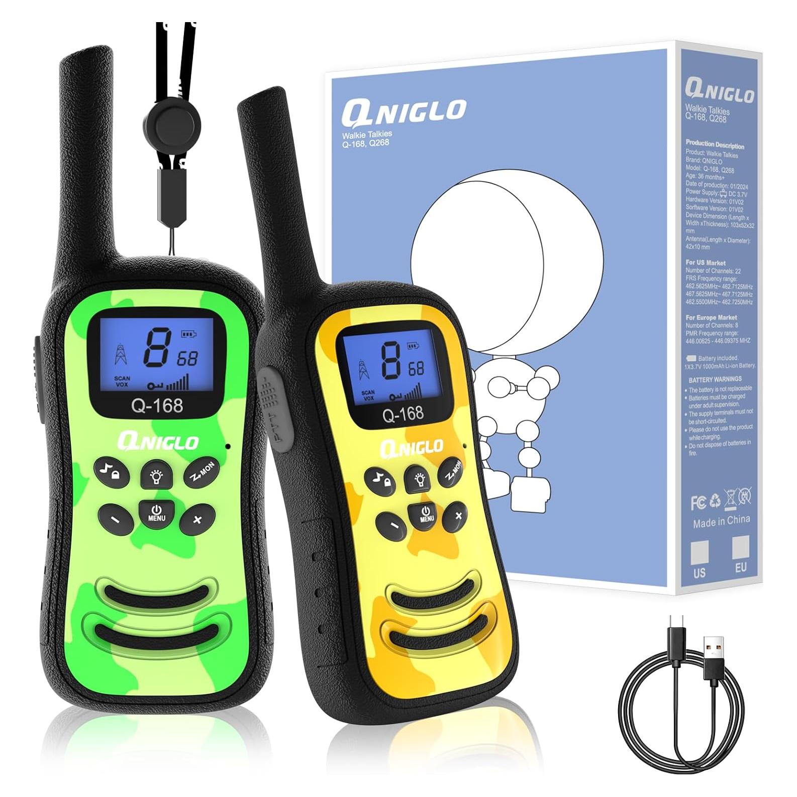 Walkie Talkies Recargables Qniglo para Niños Camuflaje 2 Pcs