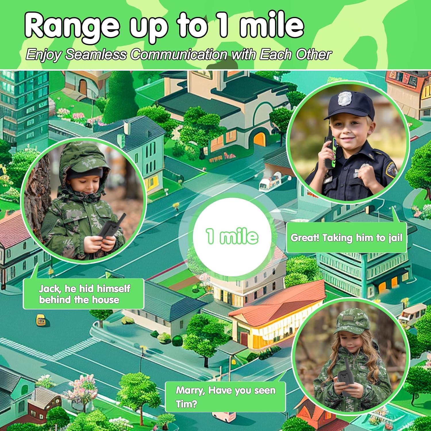 Walkie Talkies Recargables Qniglo para Niños Camuflaje 2 Pcs