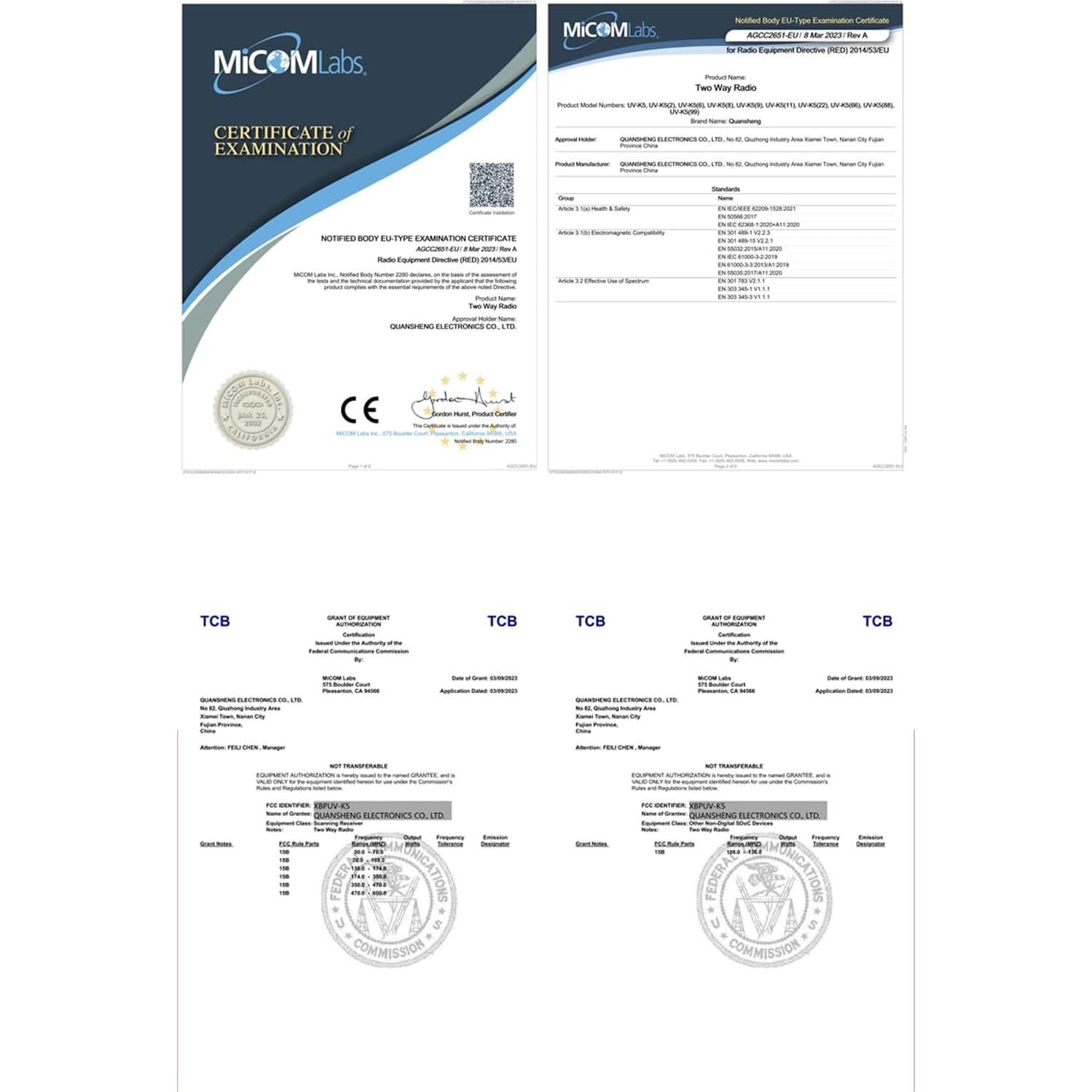 Walkie Talkie QUANSHENG UVK5(99) 200 Canales 20-1000MHz Gris