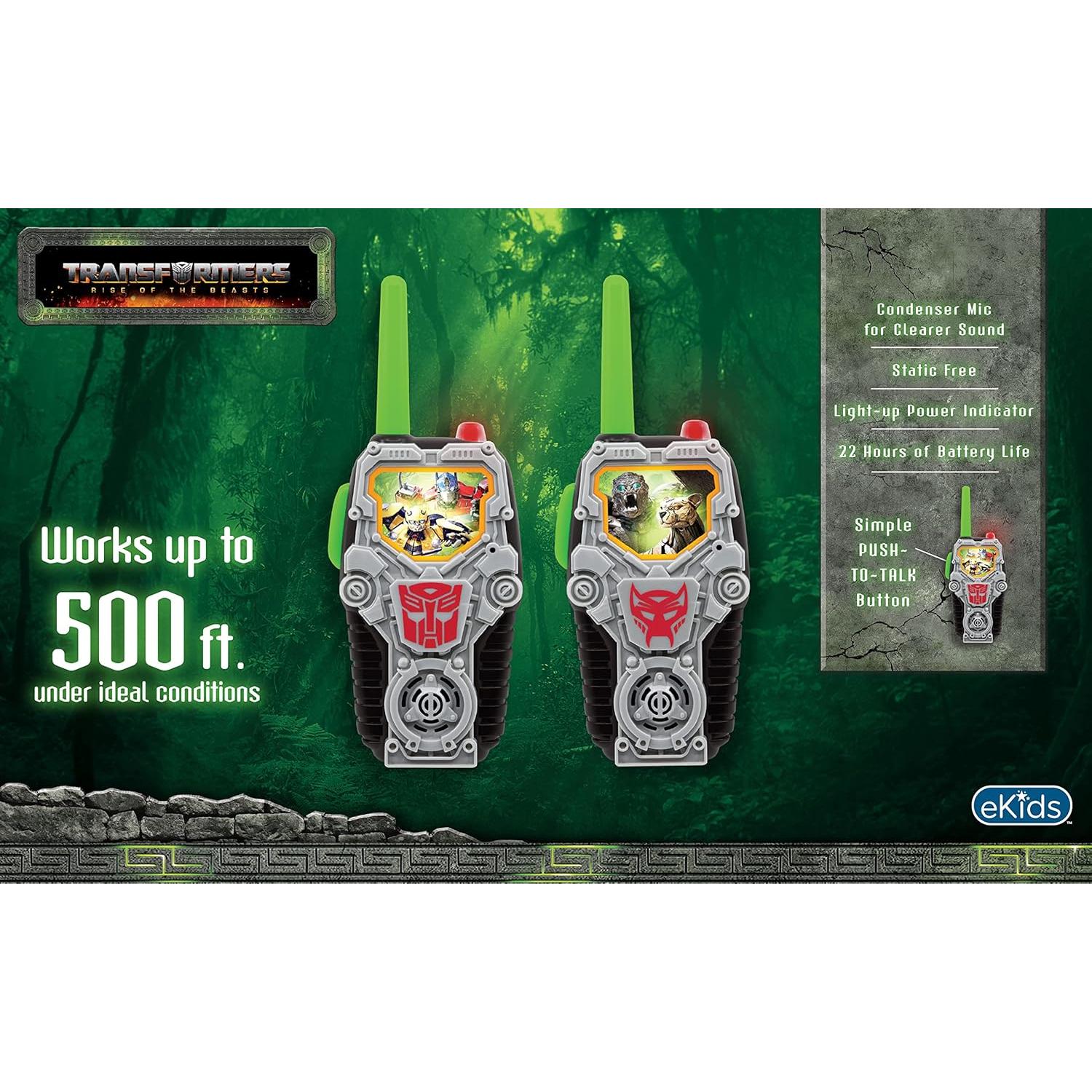 Walkie Talkies Transformers eKids para Niños - Alcance 152m