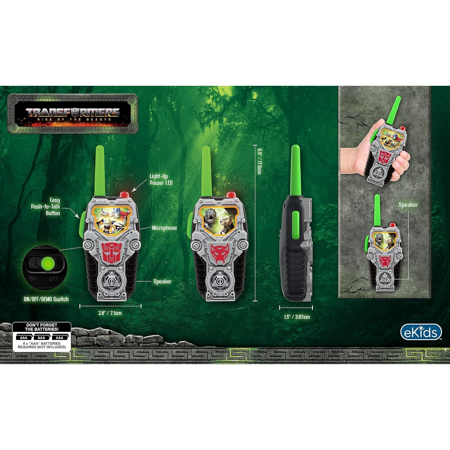Walkie Talkies Transformers eKids para Niños - Alcance 152m