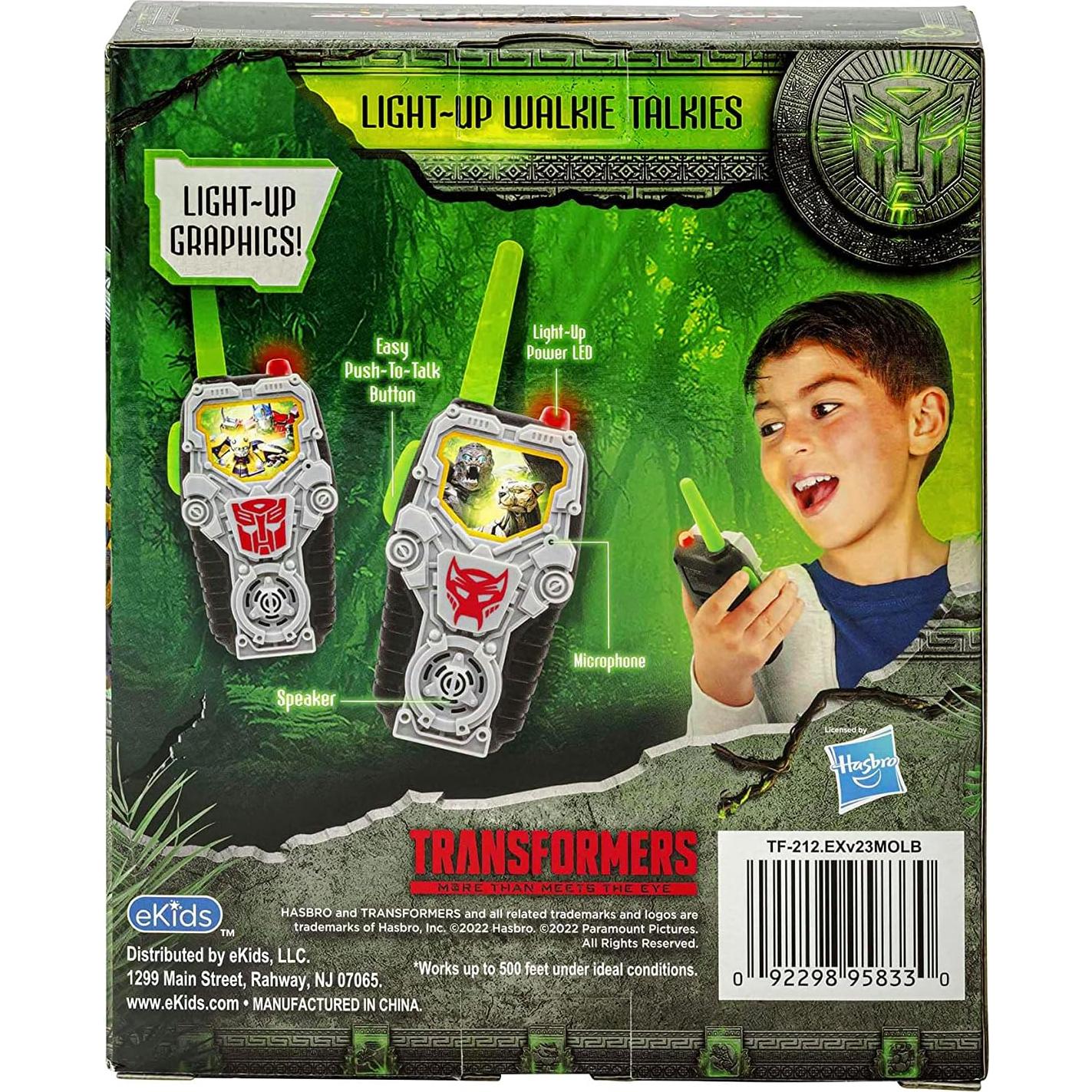 Walkie Talkies Transformers eKids para Niños - Alcance 152m
