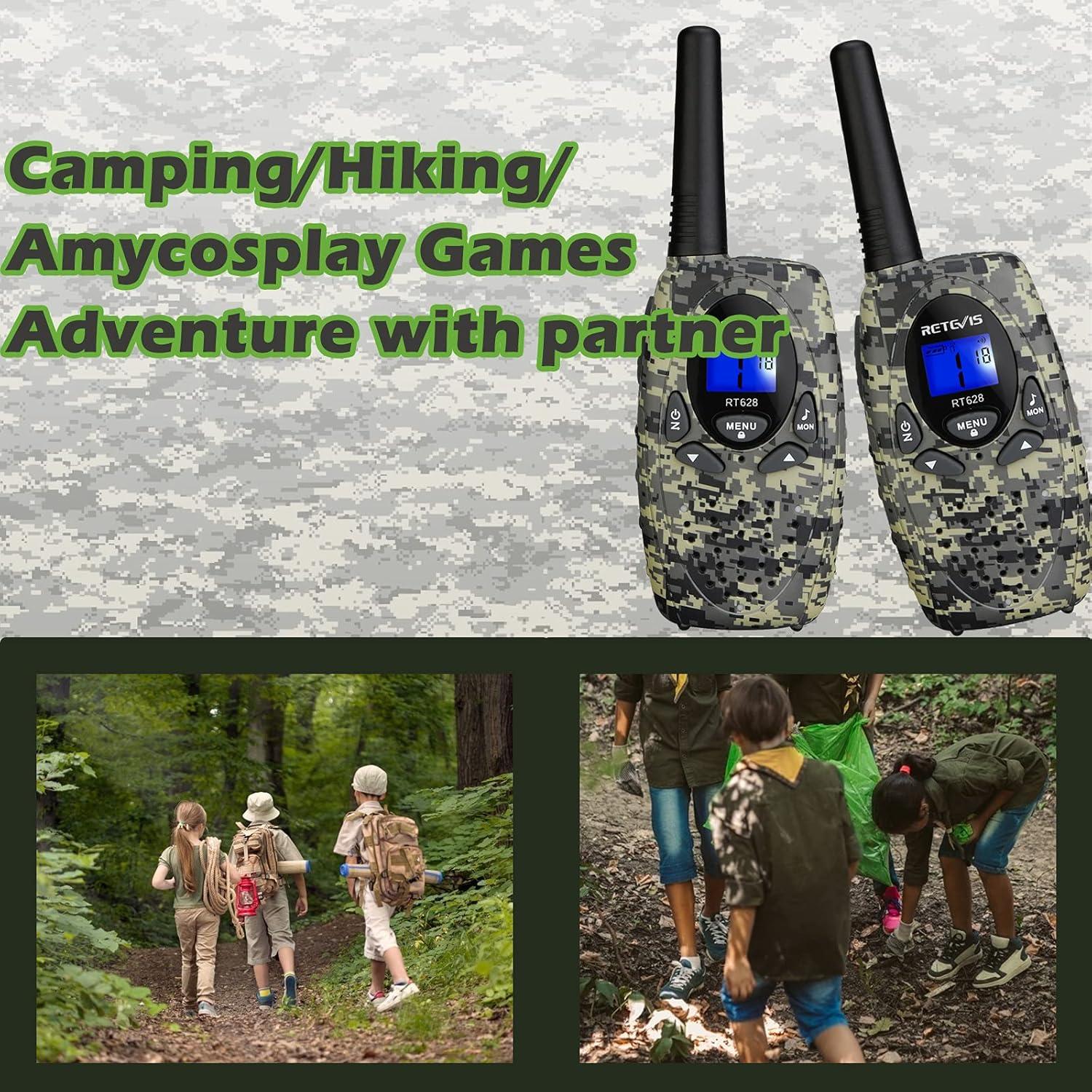 Walkie Talkies Retevis RT628 para Niños Camo - Paquete de 4