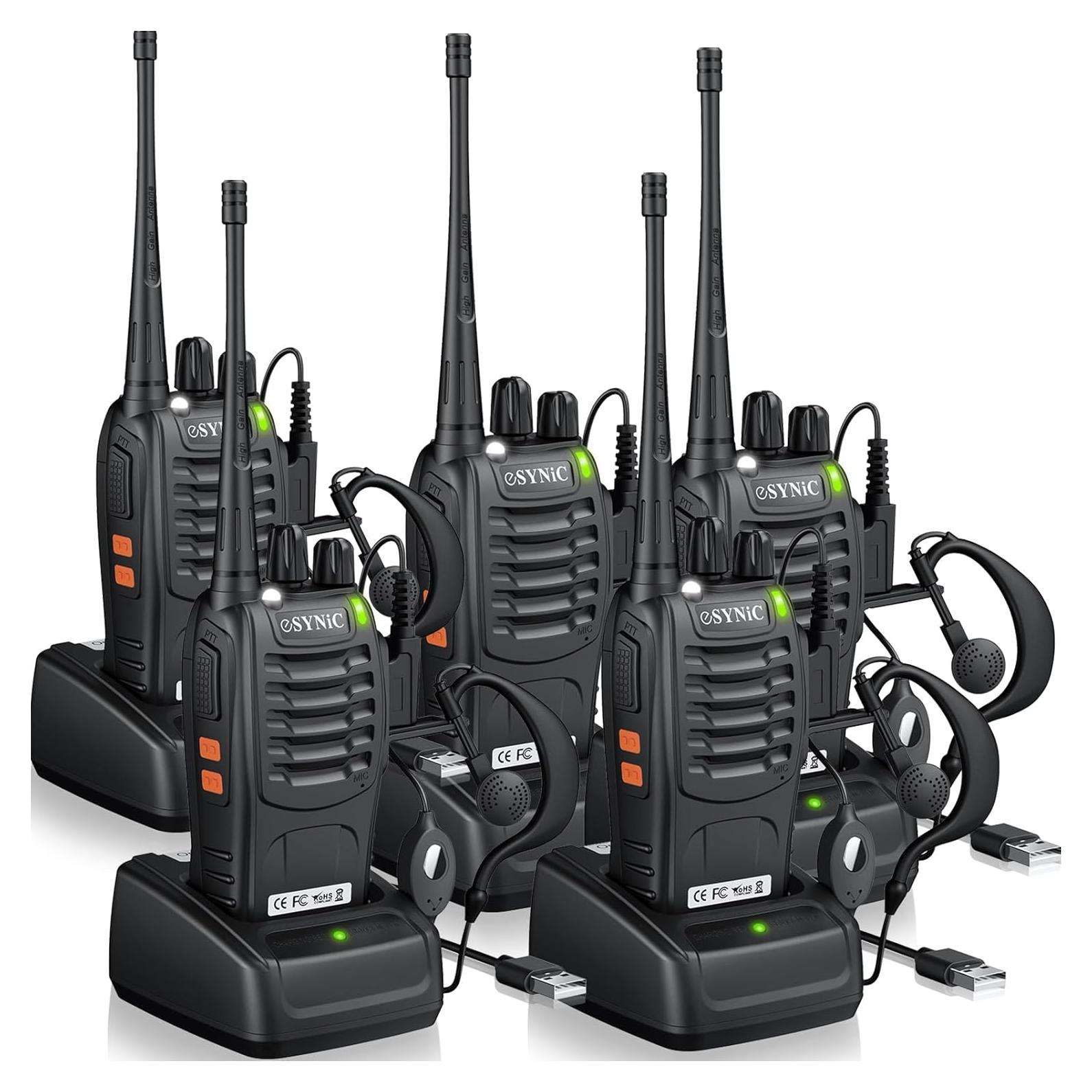 Walkie Talkies eSynic 5 Pack Profesionales 5KM Recargables