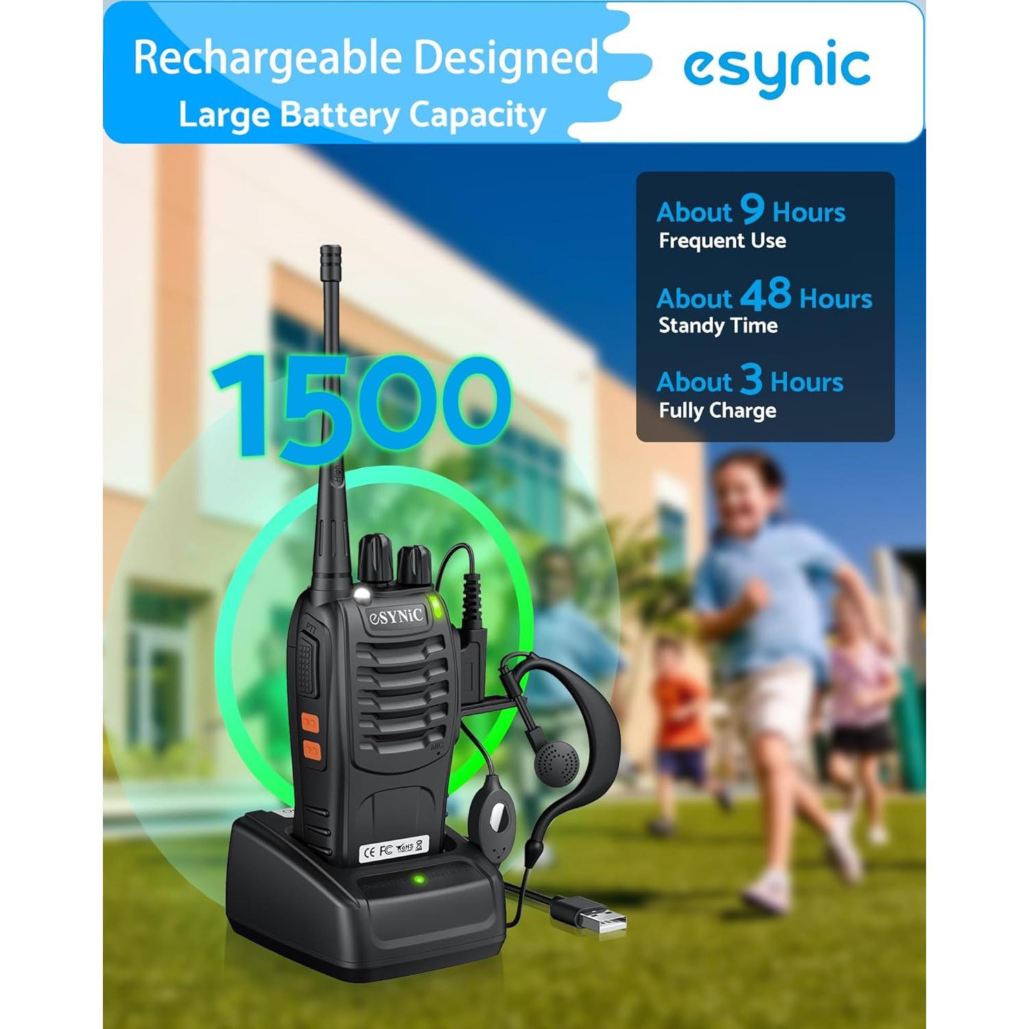 Walkie Talkies eSynic 5 Pack Profesionales 5KM Recargables
