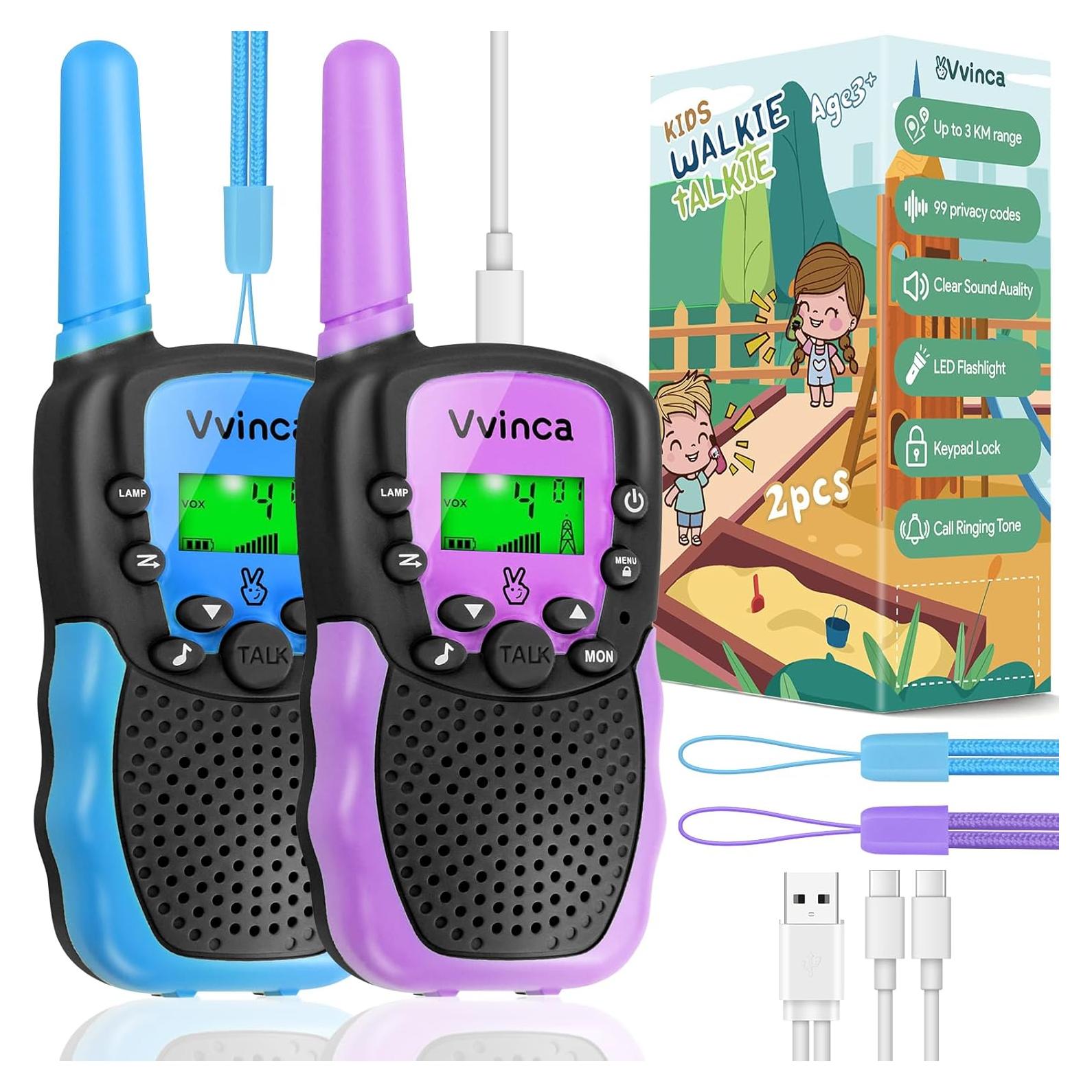 Walkie Talkies Recargables Vvinca para Niños 4 Unidades 3 km
