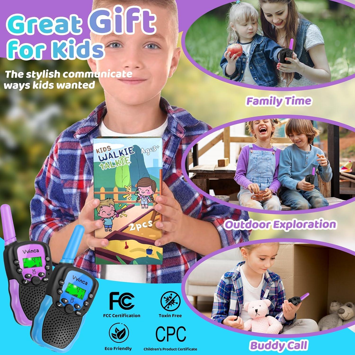 Walkie Talkies Recargables Vvinca para Niños 4 Unidades 3 km