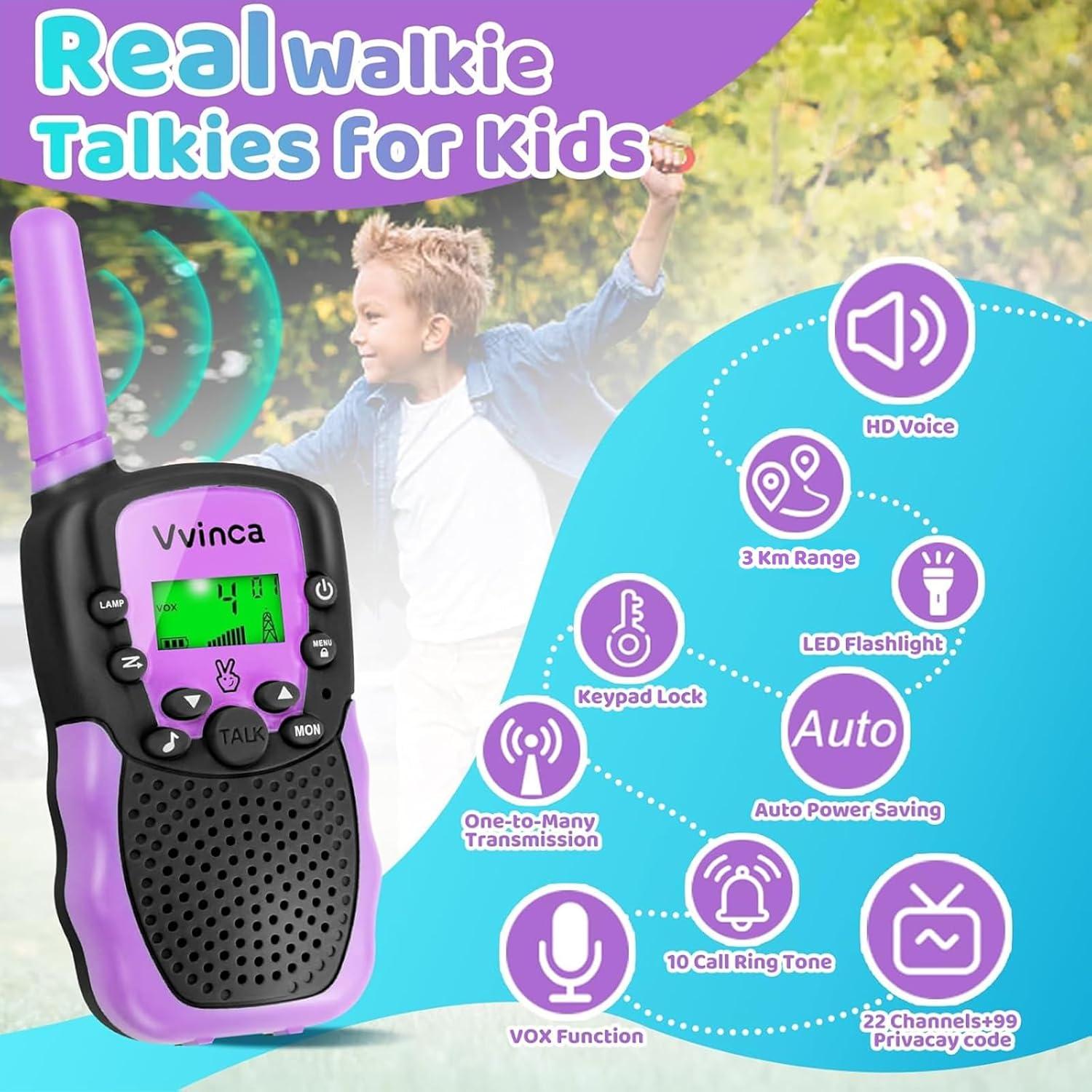 Walkie Talkies Recargables Vvinca para Niños 4 Unidades 3 km