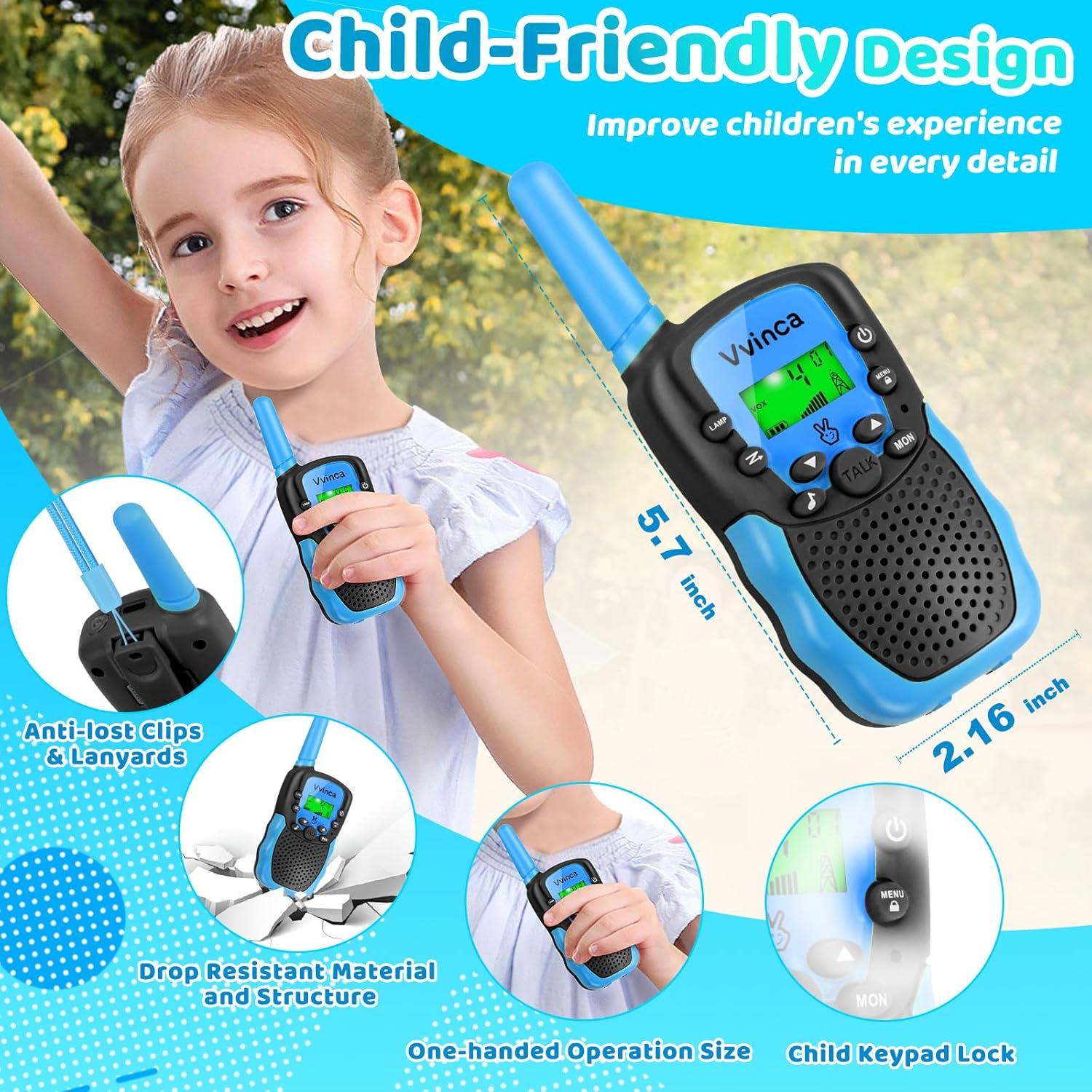 Walkie Talkies Recargables Vvinca para Niños 4 Unidades 3 km