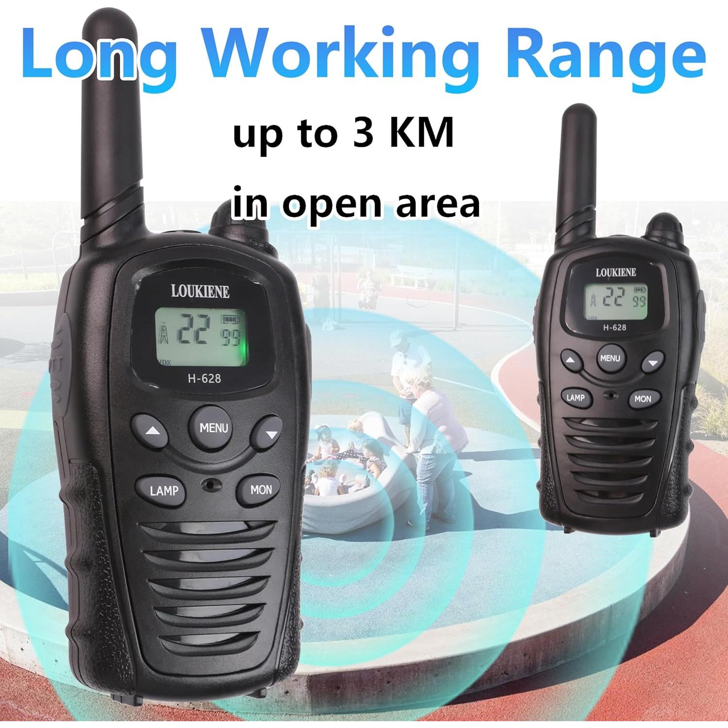 Walkie Talkies LOUKIENE para Niños 22 Canales 3 KM Negro