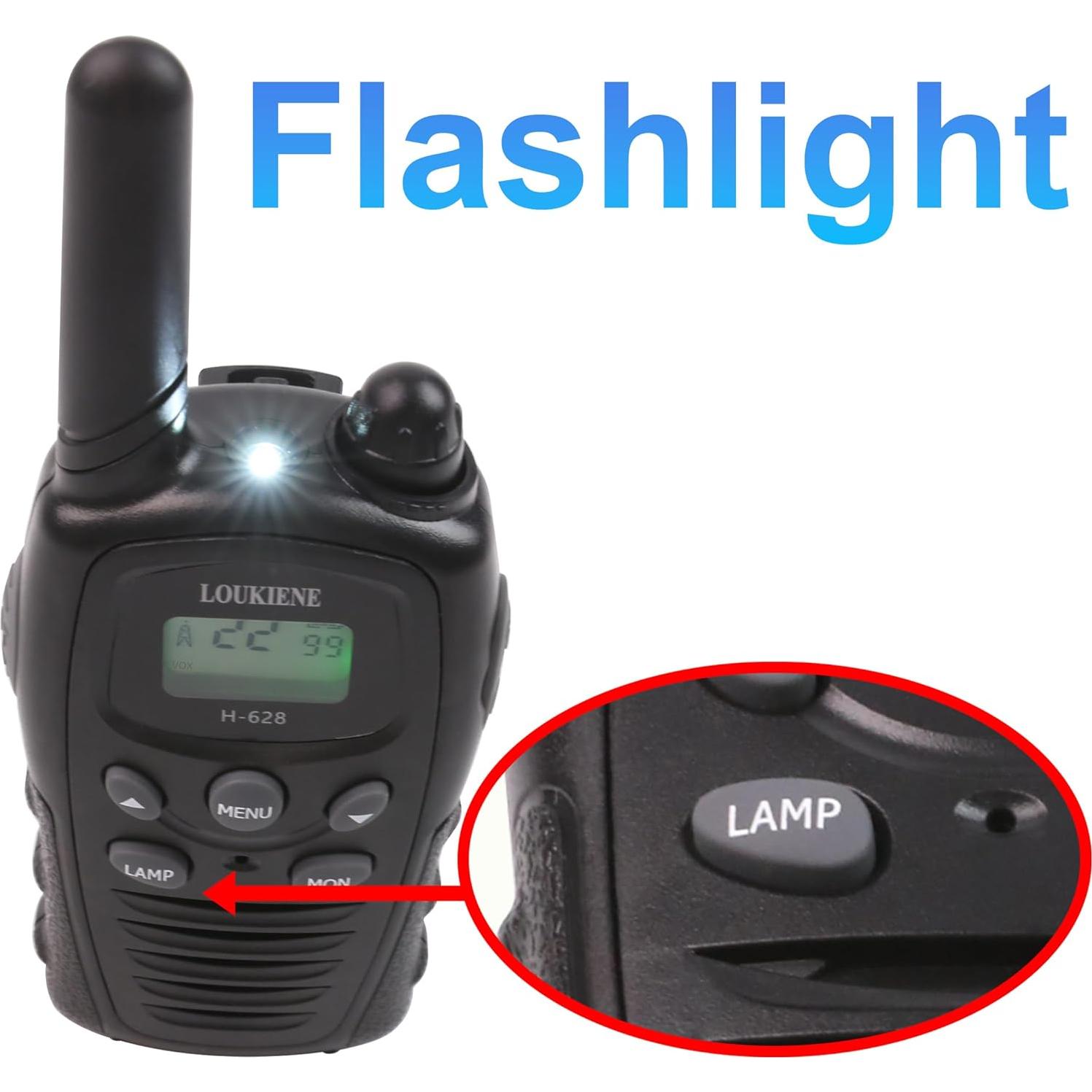 Walkie Talkies LOUKIENE para Niños 22 Canales 3 KM Negro