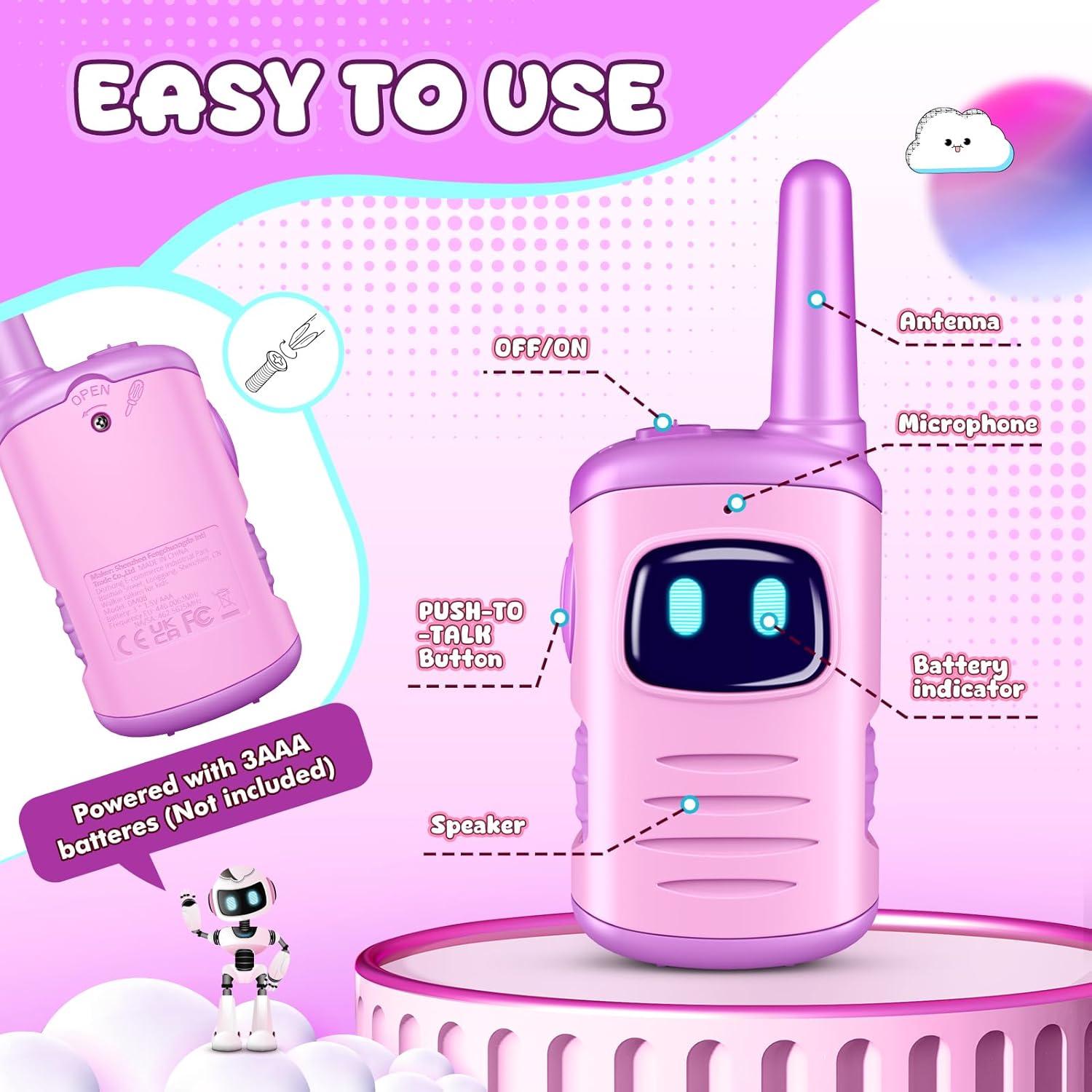 Walkie Talkies para Niñas Comedyfun Rosa 2 Unidades 304.8m