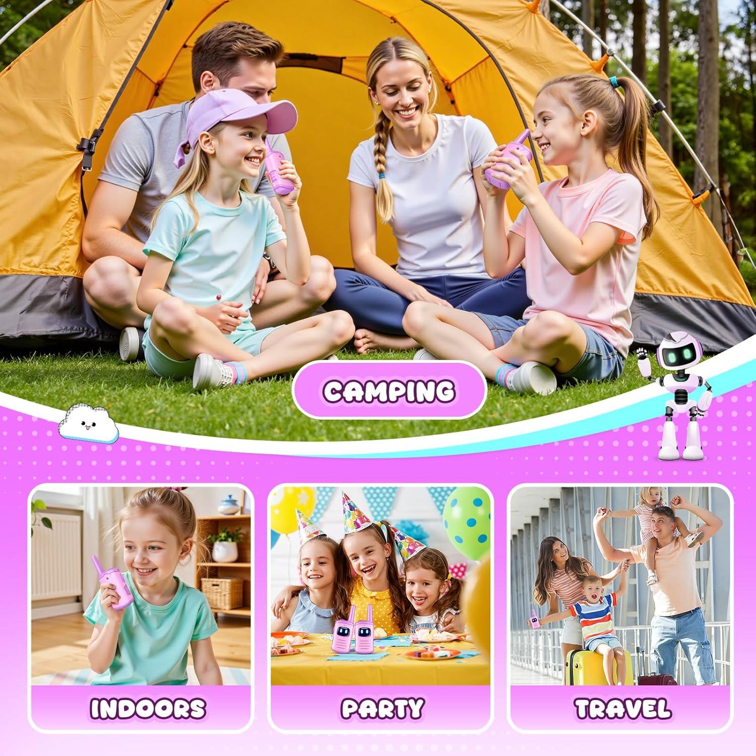 Walkie Talkies para Niñas Comedyfun Rosa 2 Unidades 304.8m