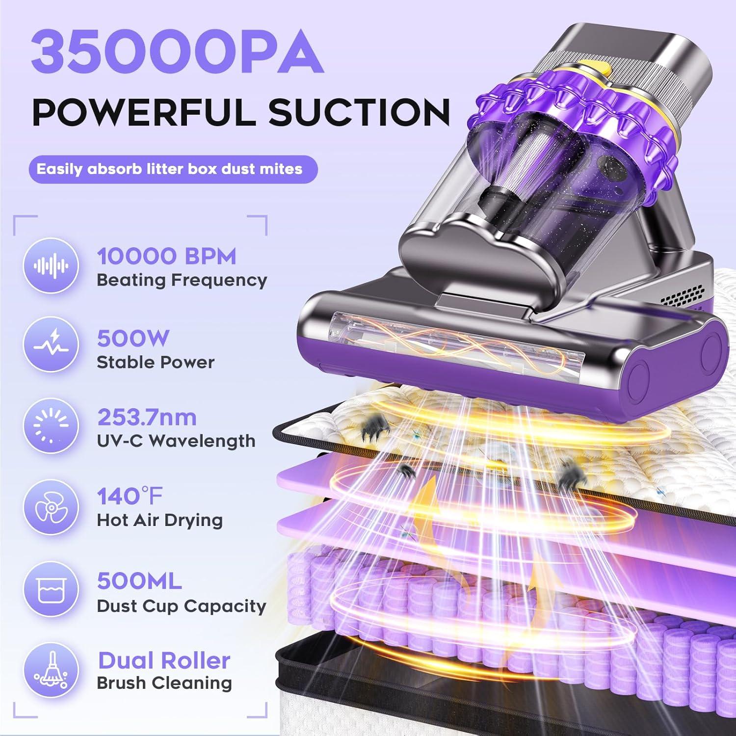 Aspiradora de Colchones AUXCO JQ308 con Luz UV-C y Filtro HEPA