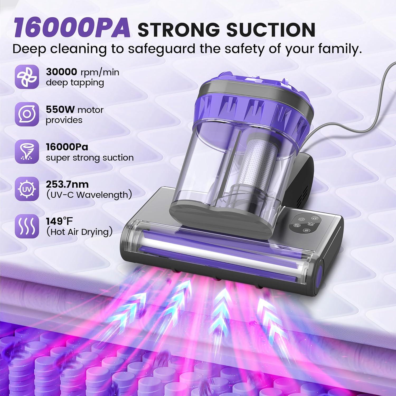 Limpiador de Colchones Yassol M1 550W con Luz UV-C y Calor