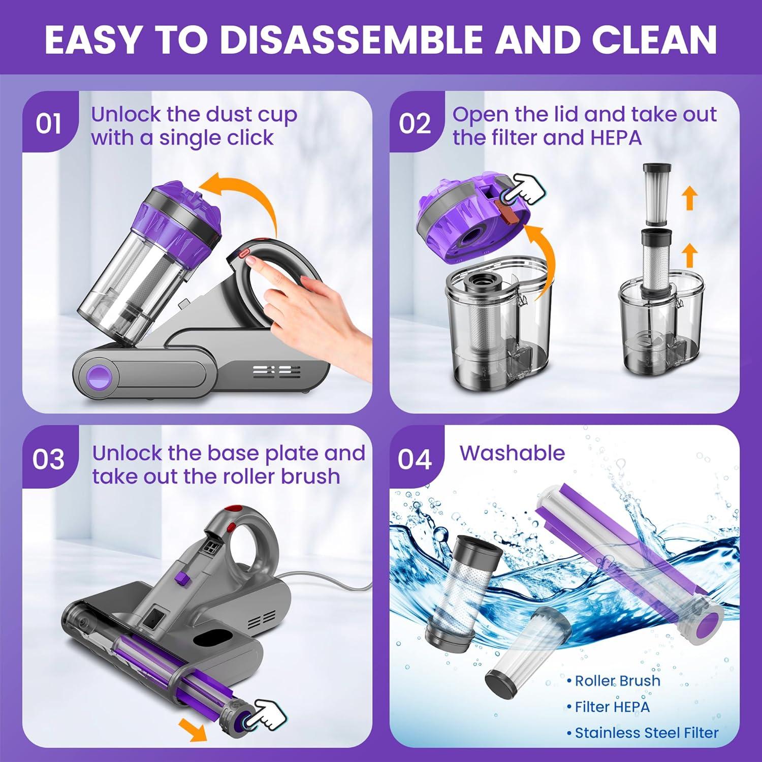 Limpiador de Colchones Yassol M1 550W con Luz UV-C y Calor