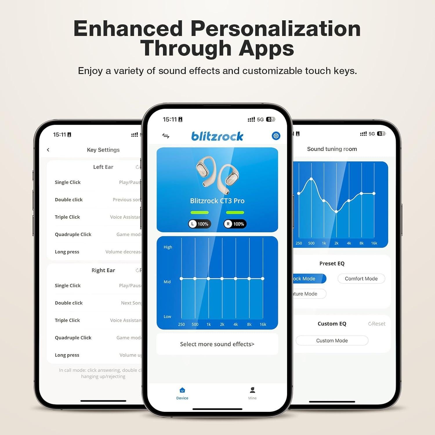 Auriculares Inalámbricos BlitzRock CT3 Pro, 40H Batería, IPX5