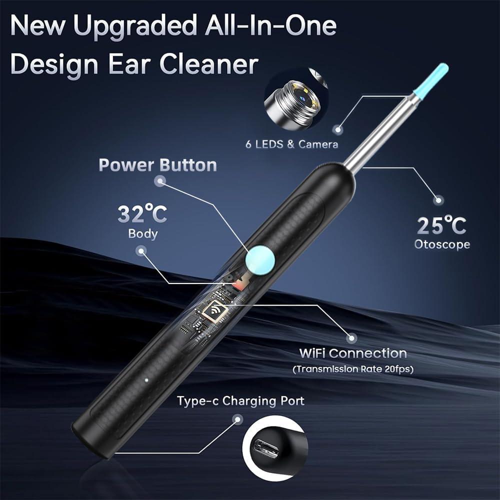 Kit de Limpieza de Oídos CZYJPRL con Cámara 1080P y 8 Cucharas