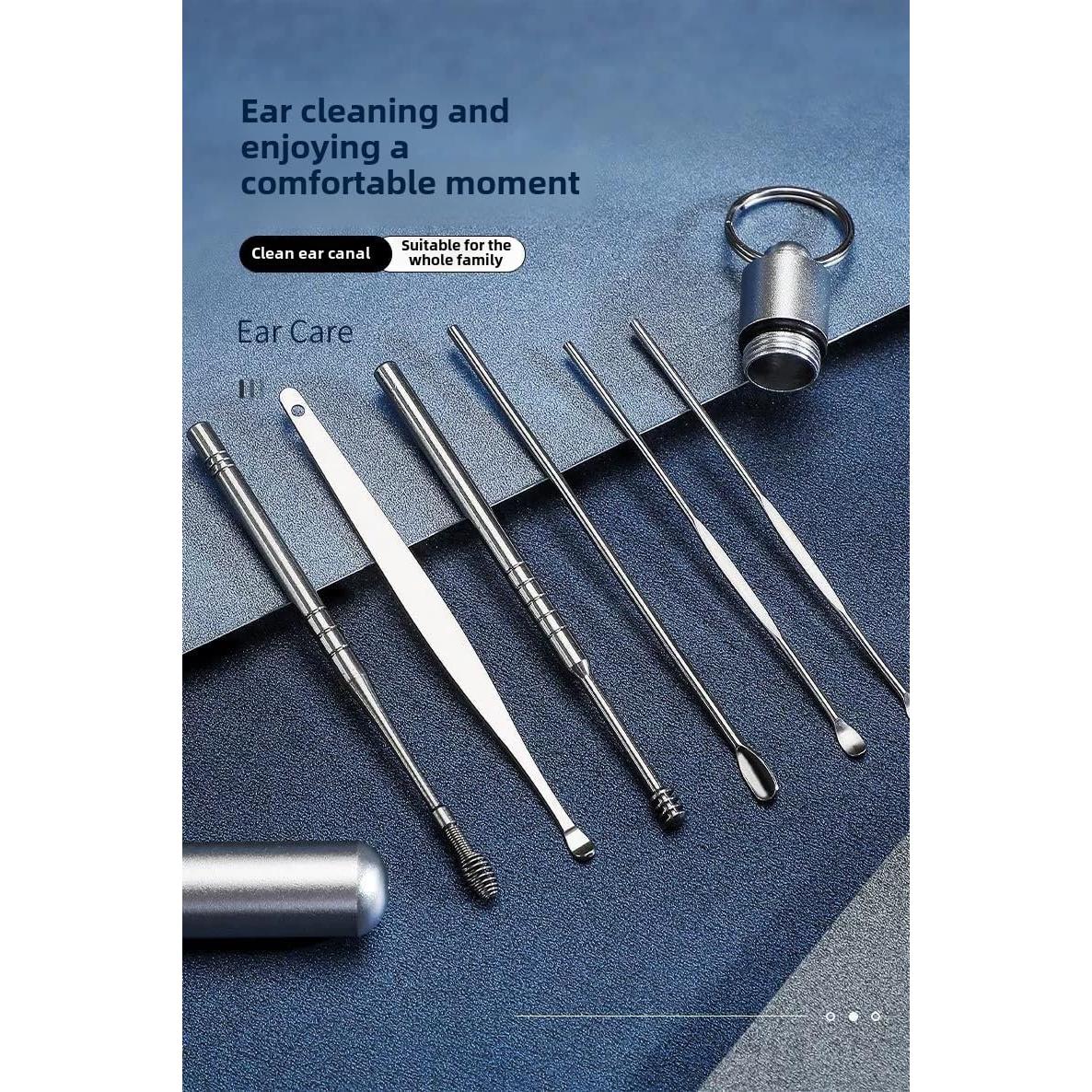 Kit de Limpieza de Oídos Profesional Acero Inoxidable 6 Piezas