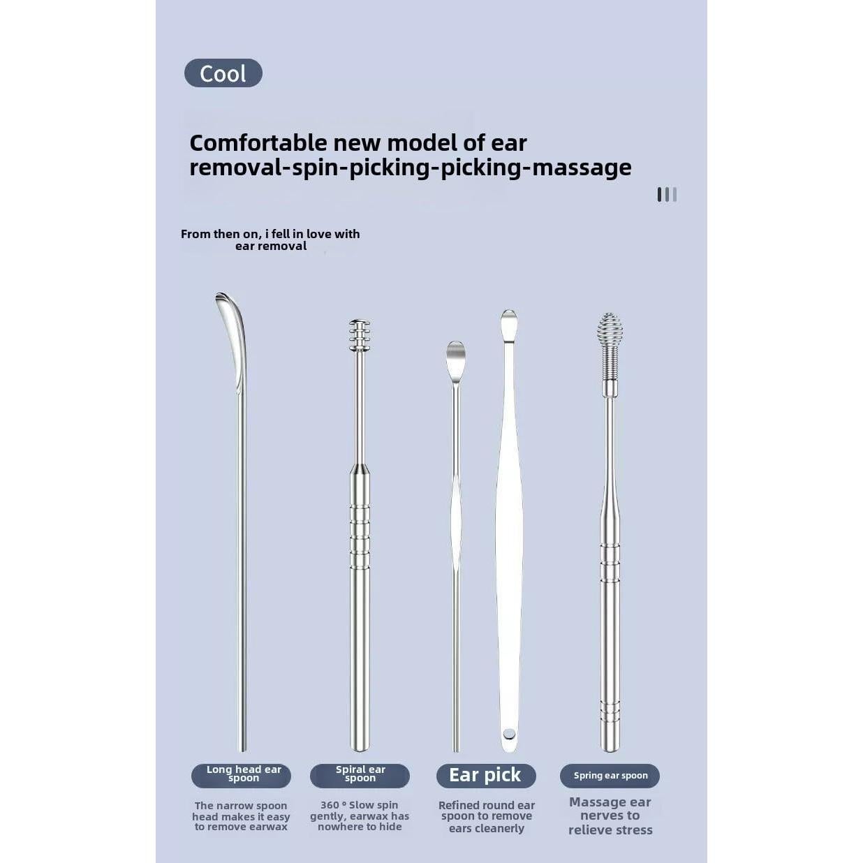 Kit de Limpieza de Oídos Profesional Acero Inoxidable 6 Piezas